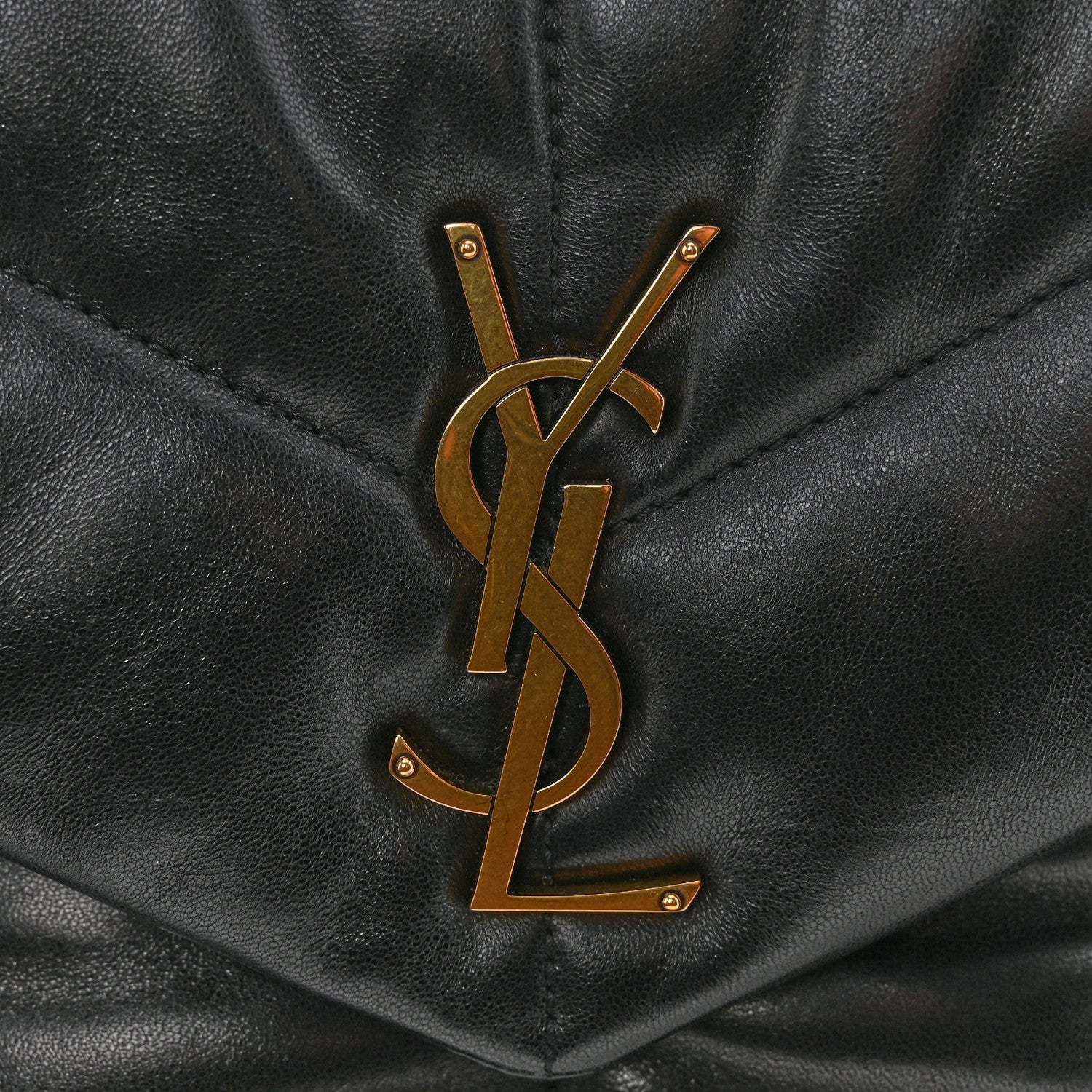 Lambskin Quilted Small Loulou Puffer Monogram Chain Satchel Black