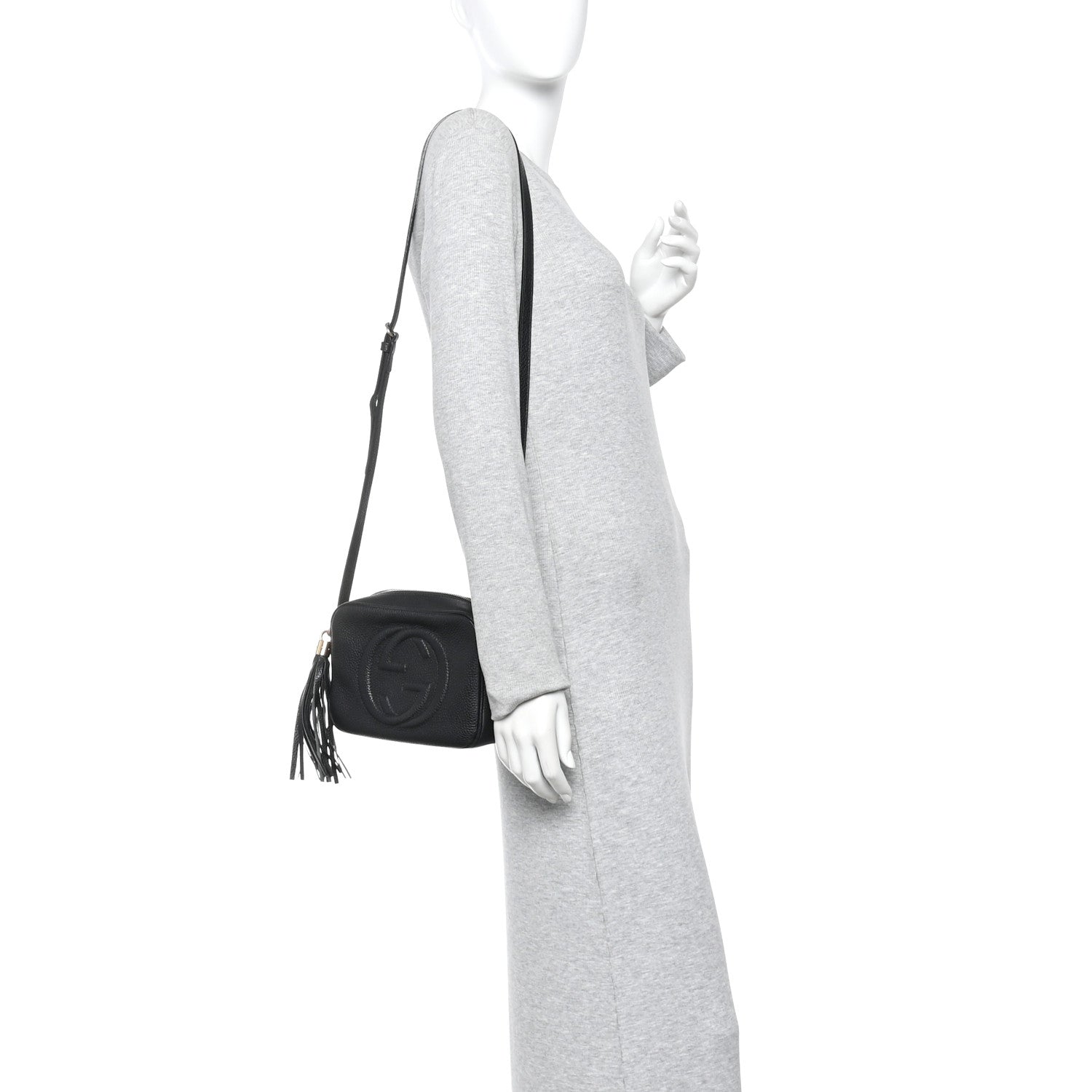 Pebbled Calfskin Small Soho Disco Bag Black