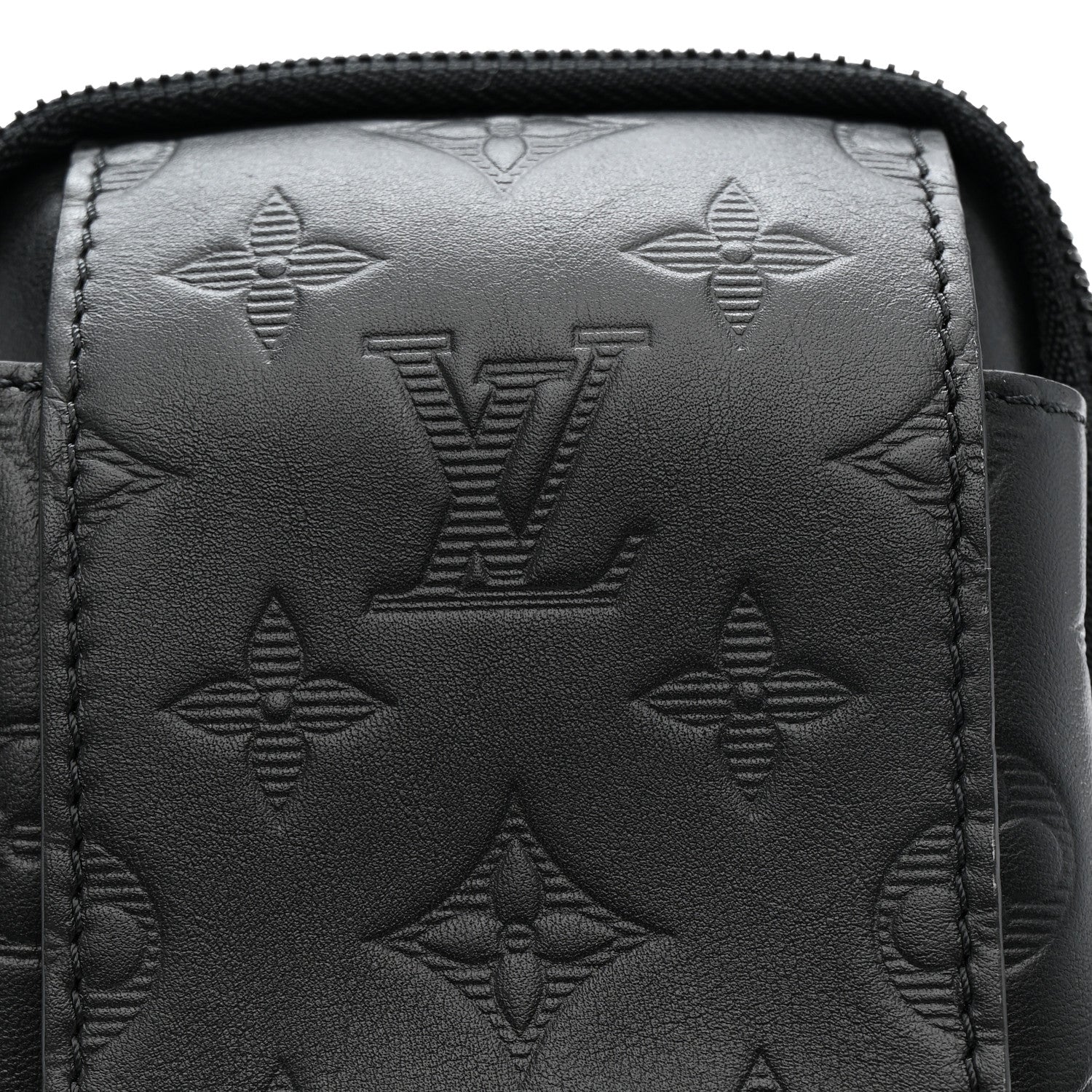 Calfskin Monogram Shadow Double Phone Pouch NM Black