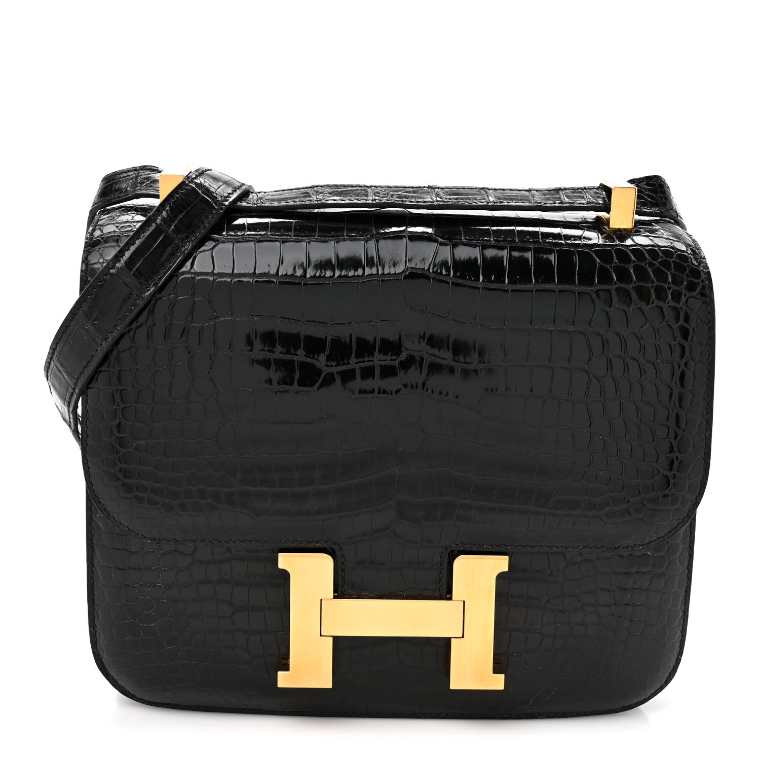 Shiny Porosus Crocodile Constance 24 Black