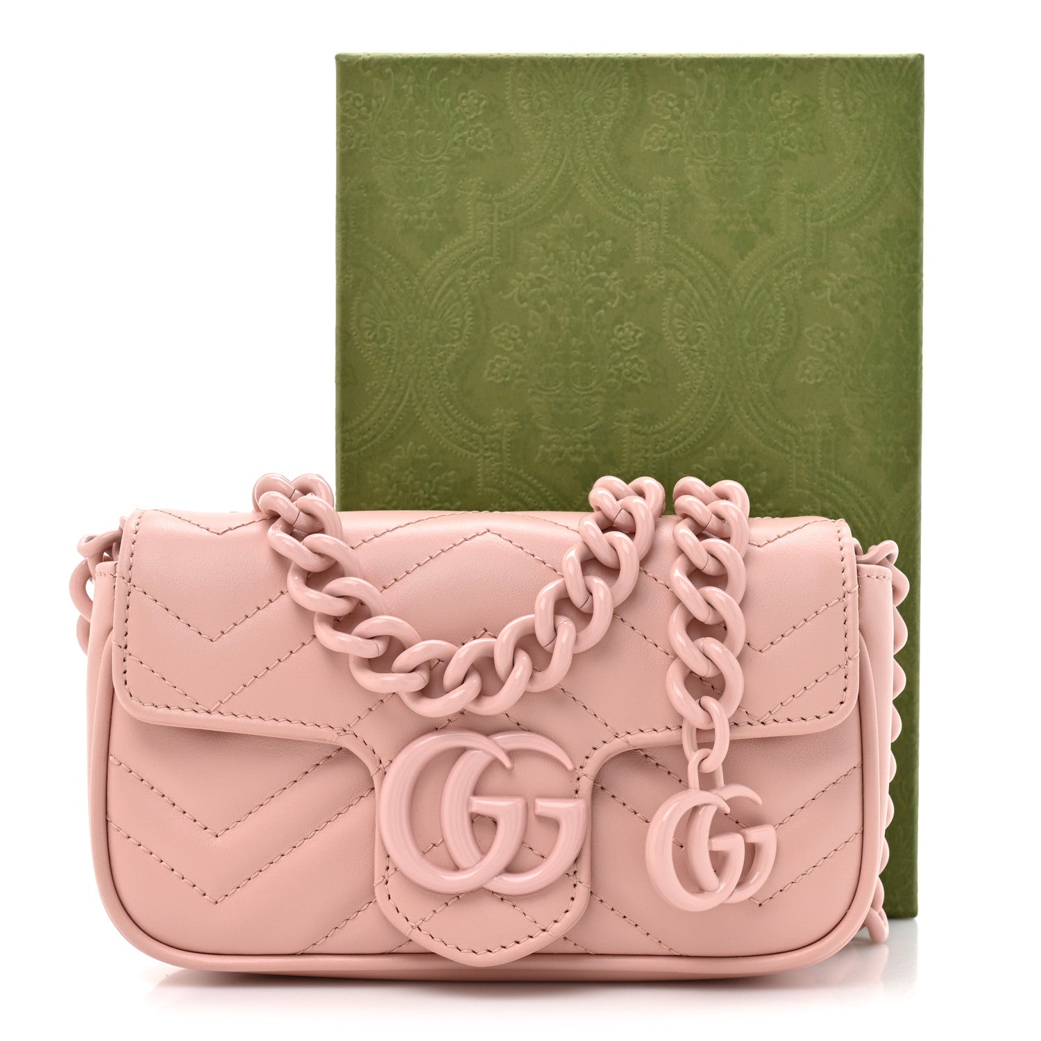 Calfskin Matelasse Monochrome GG Marmont Chain Belt Bag Perfect Pink