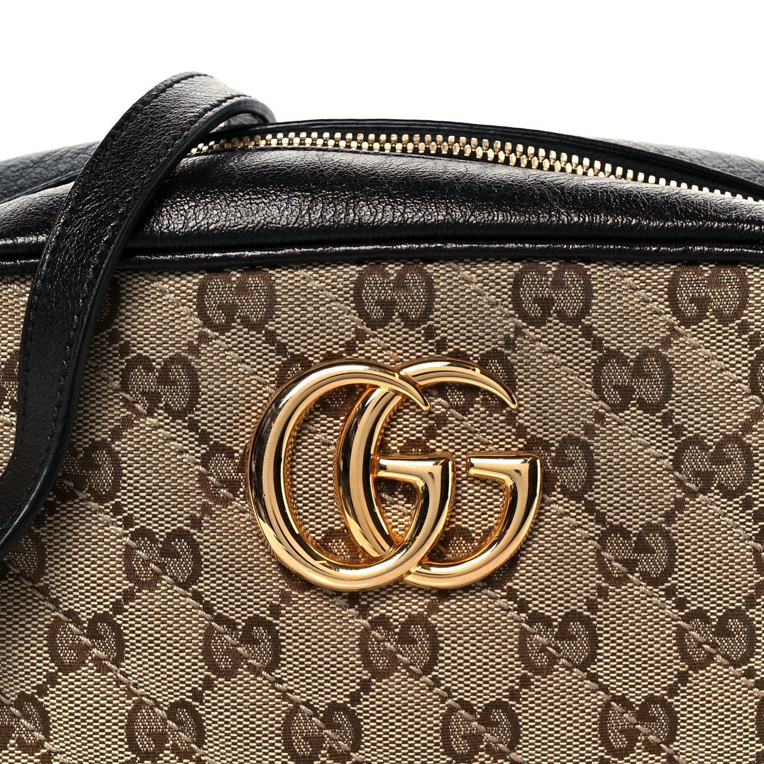 Monogram Matelasse Diagonal Small GG Marmont Chain Shoulder Bag Beige Black
