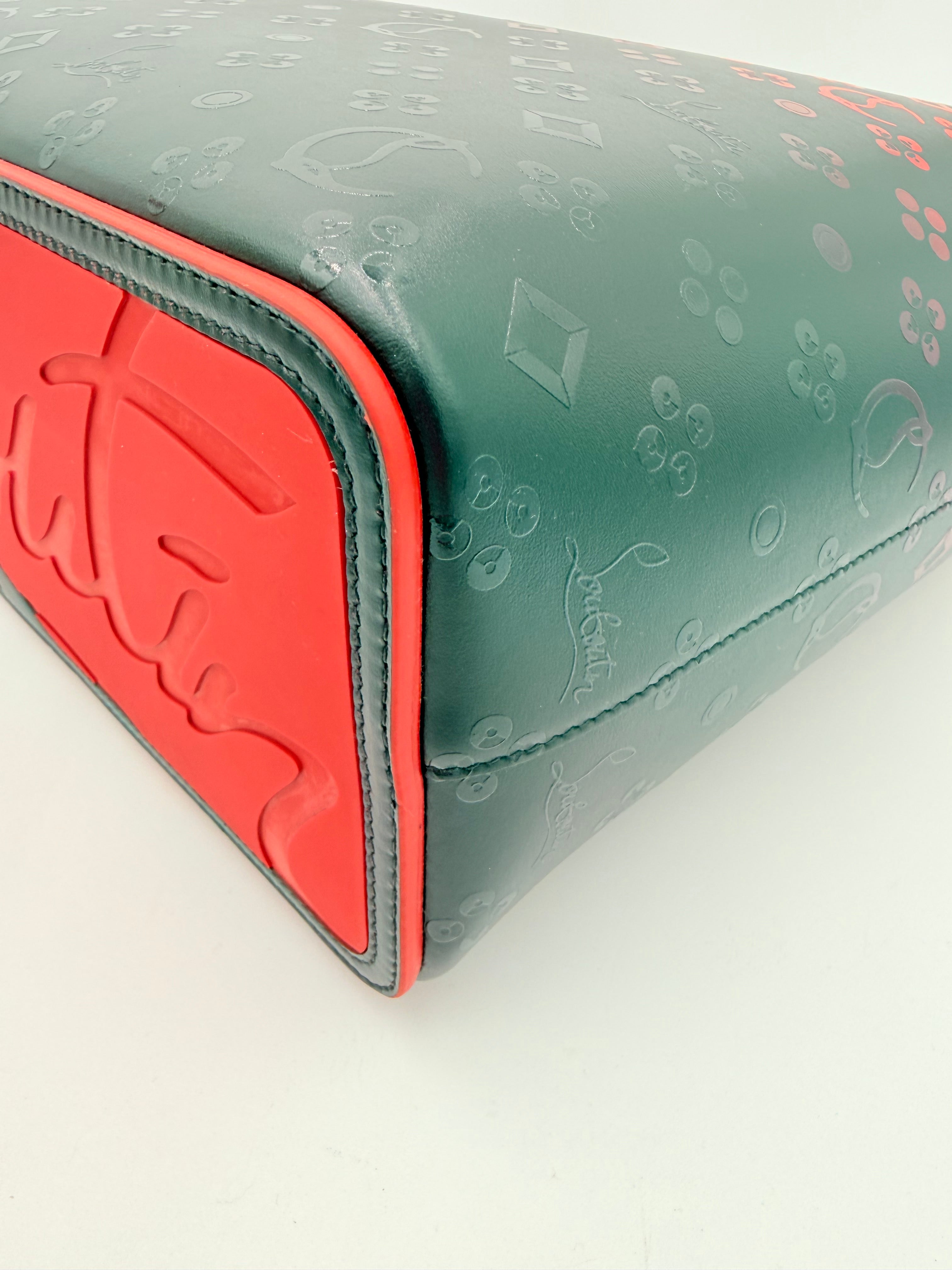 Handbag Luxury Designer By Christian Louboutin In Black & Red, Size:Large