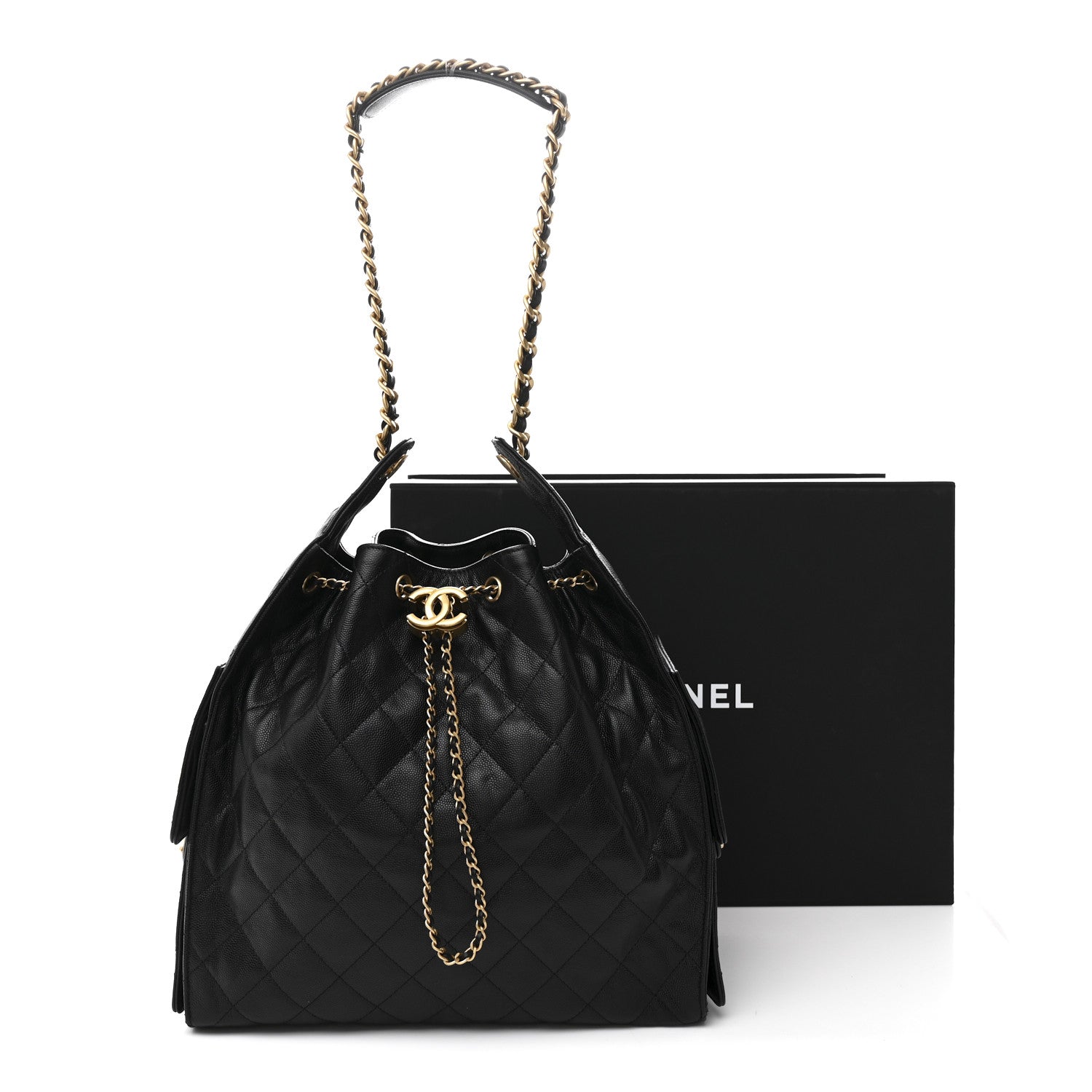 Caviar Quilted Medium Chanel 25 Handbag Black