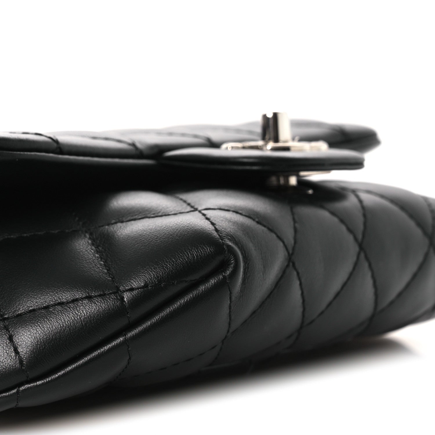 Calfskin Quilted CC Uniform Flap Belt Bag Black