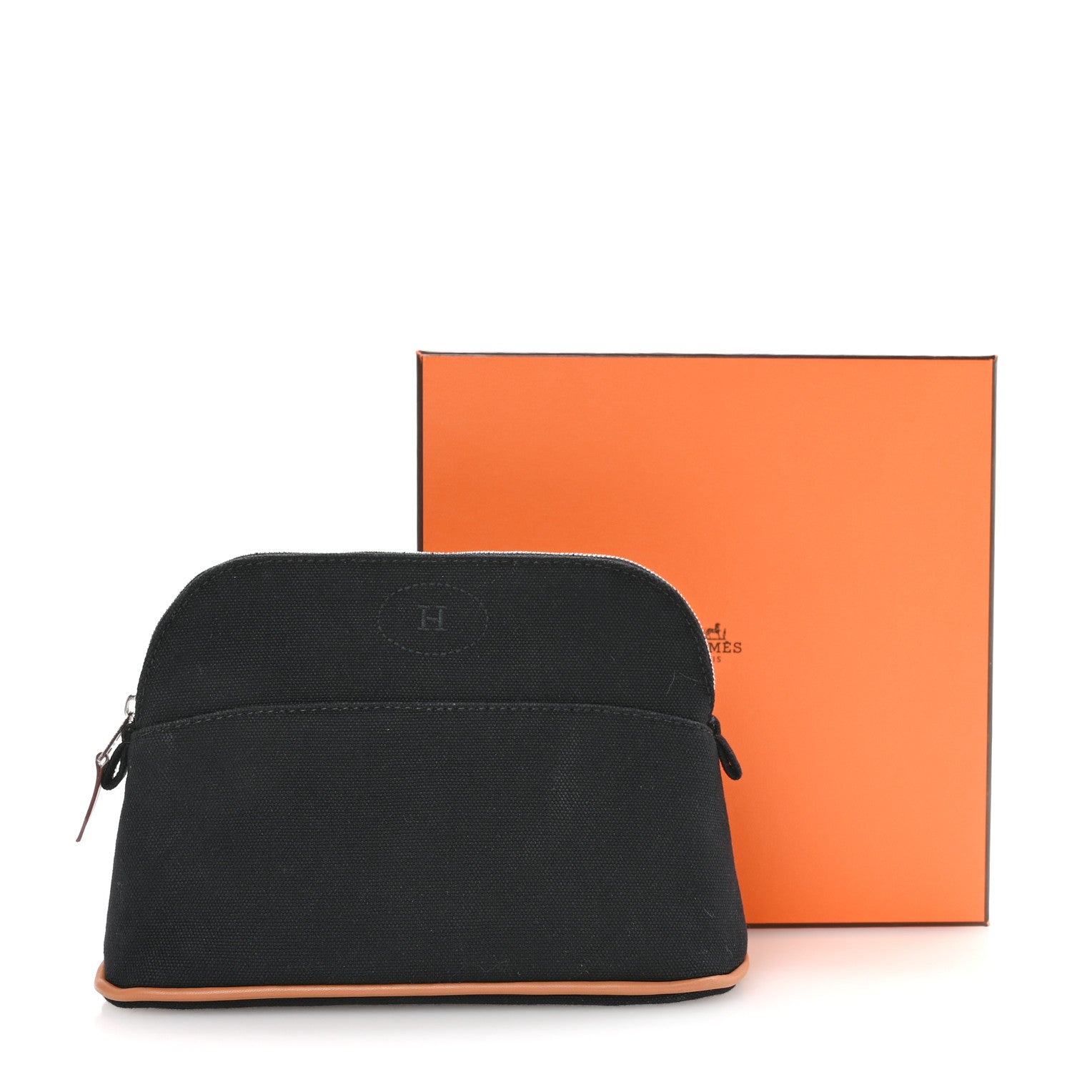 Cotton Canvas Mini Bolide Travel Cosmetic Pouch Black