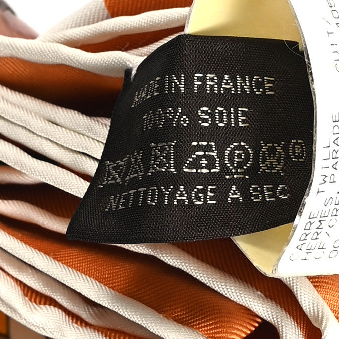 Silk Parade Scarf 90 Creme Orange Cuit