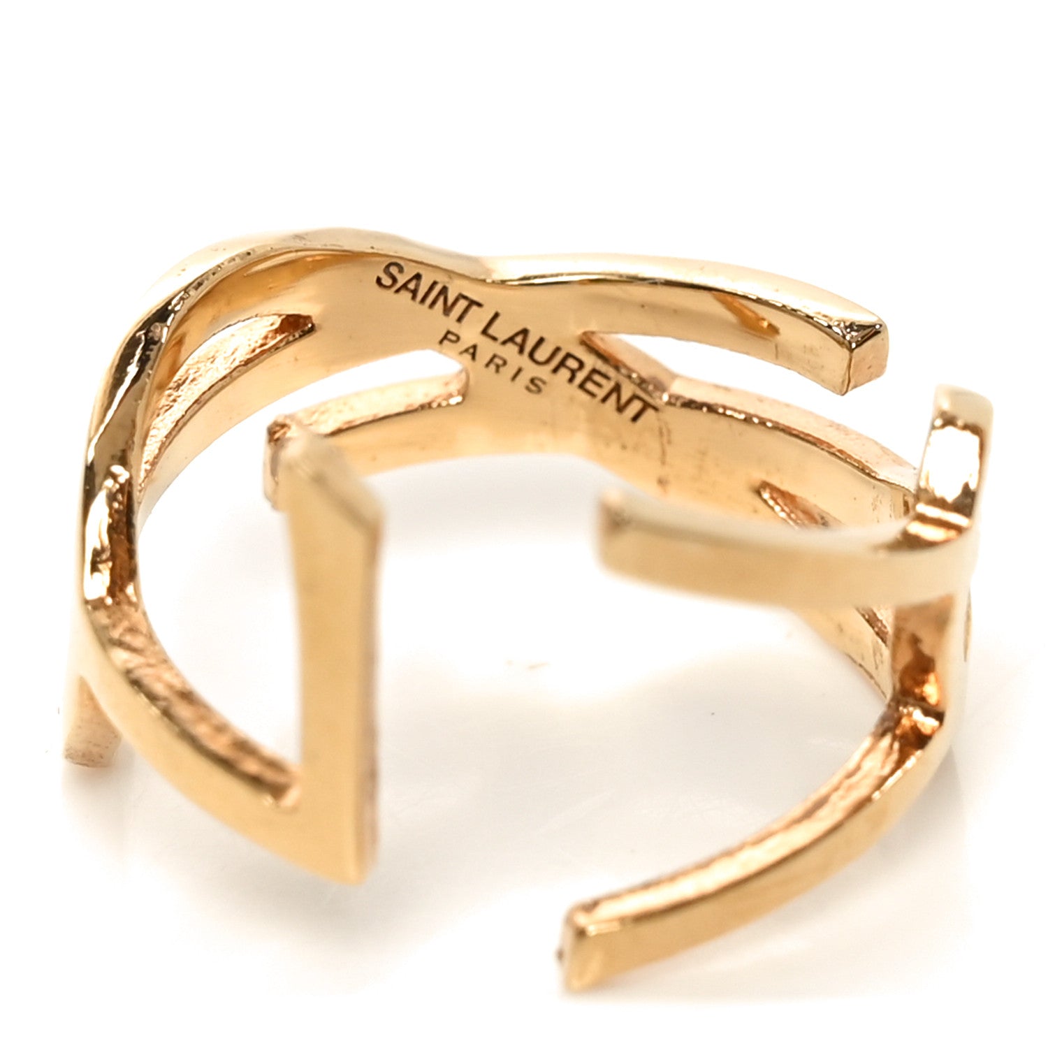 Straited Brass Monogram Ring 6 Gold