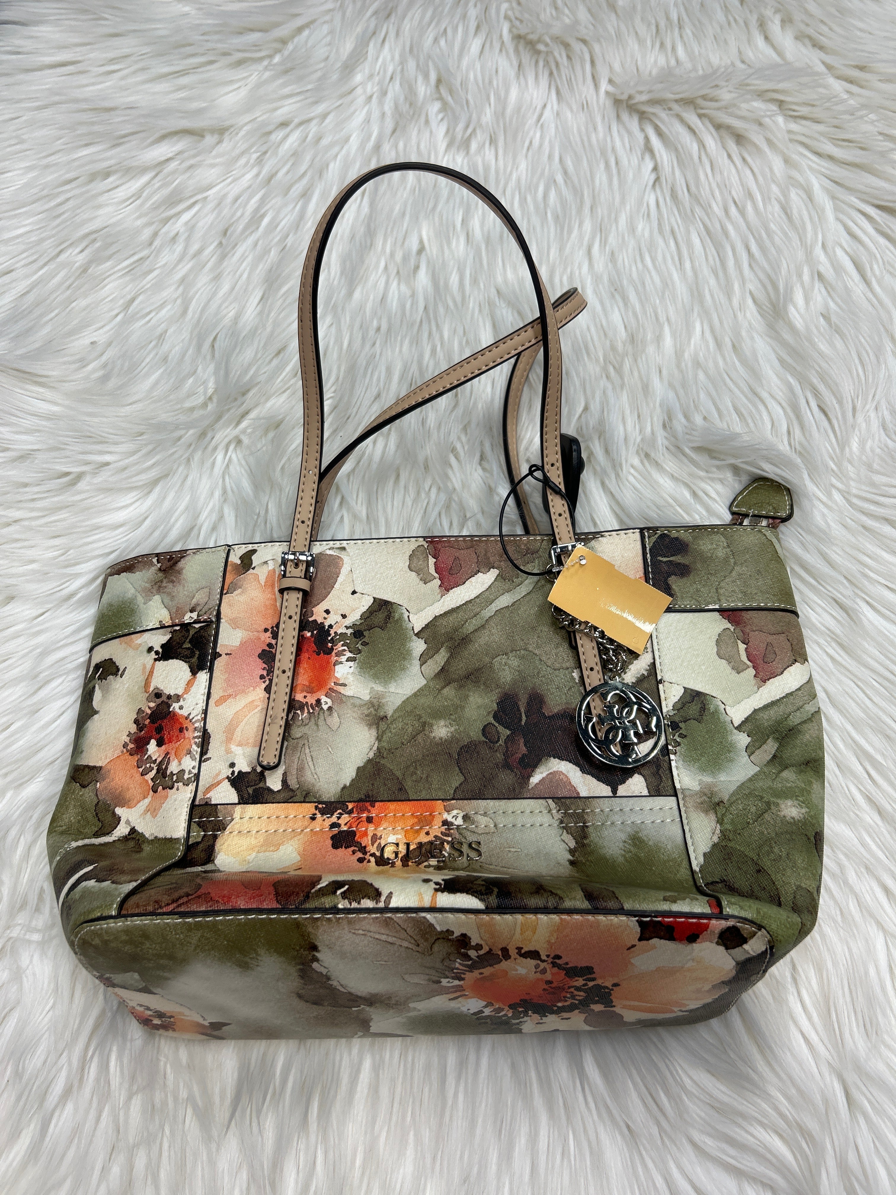 Handbag By Guess In Green, Size:Large