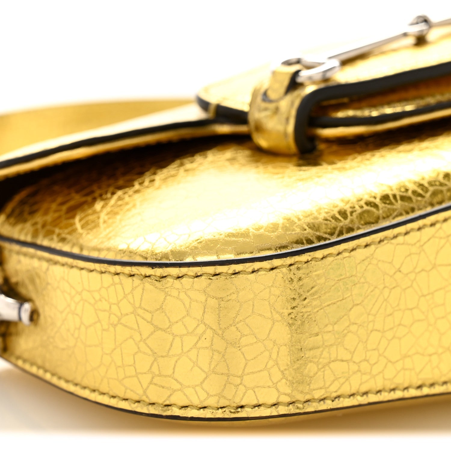 Metallic Calfskin Mini Horsebit 1955 Asymmetric Shoulder Bag Gold