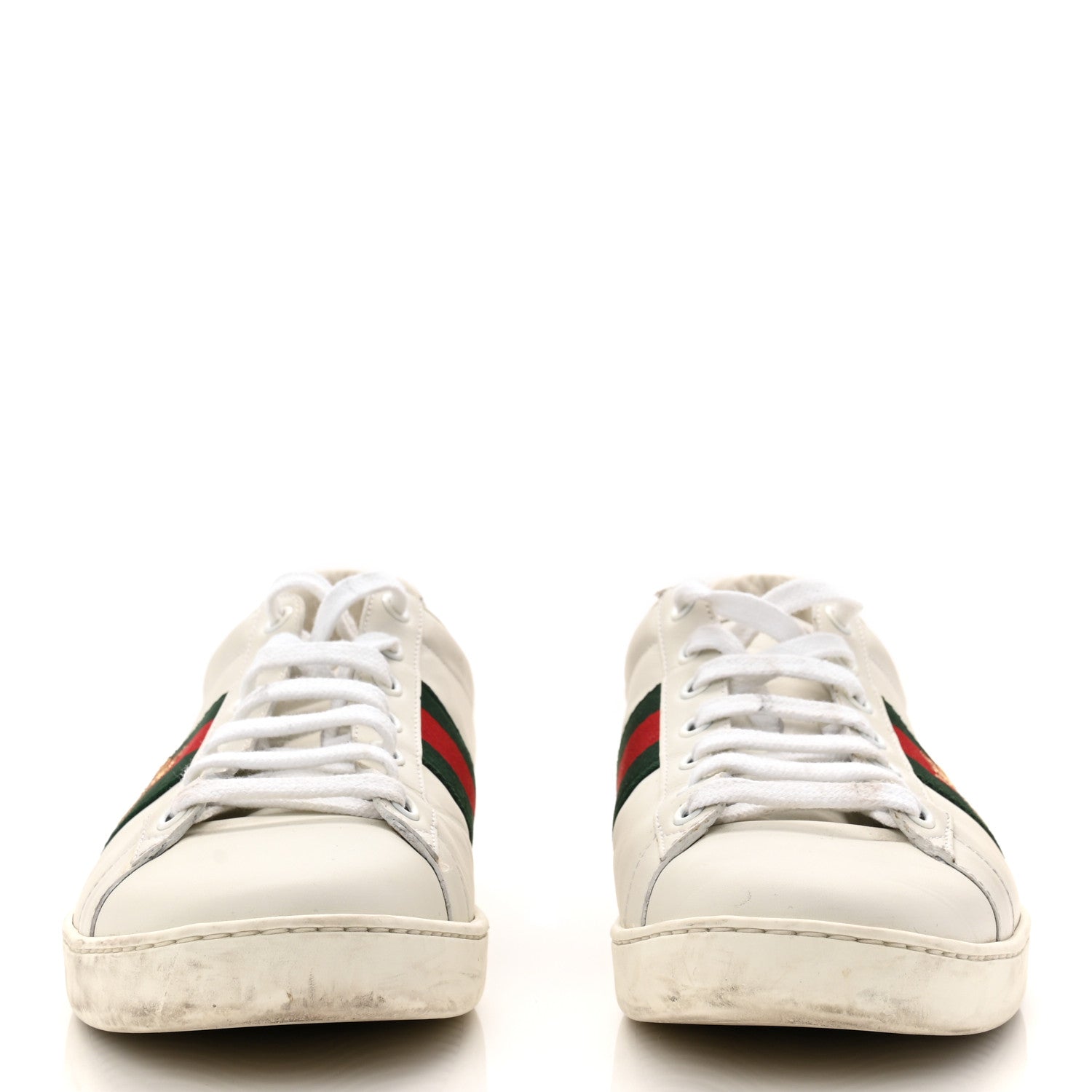 Calfskin Ayers Bee Embroidered Womens Ace Sneakers 39.5 White Green