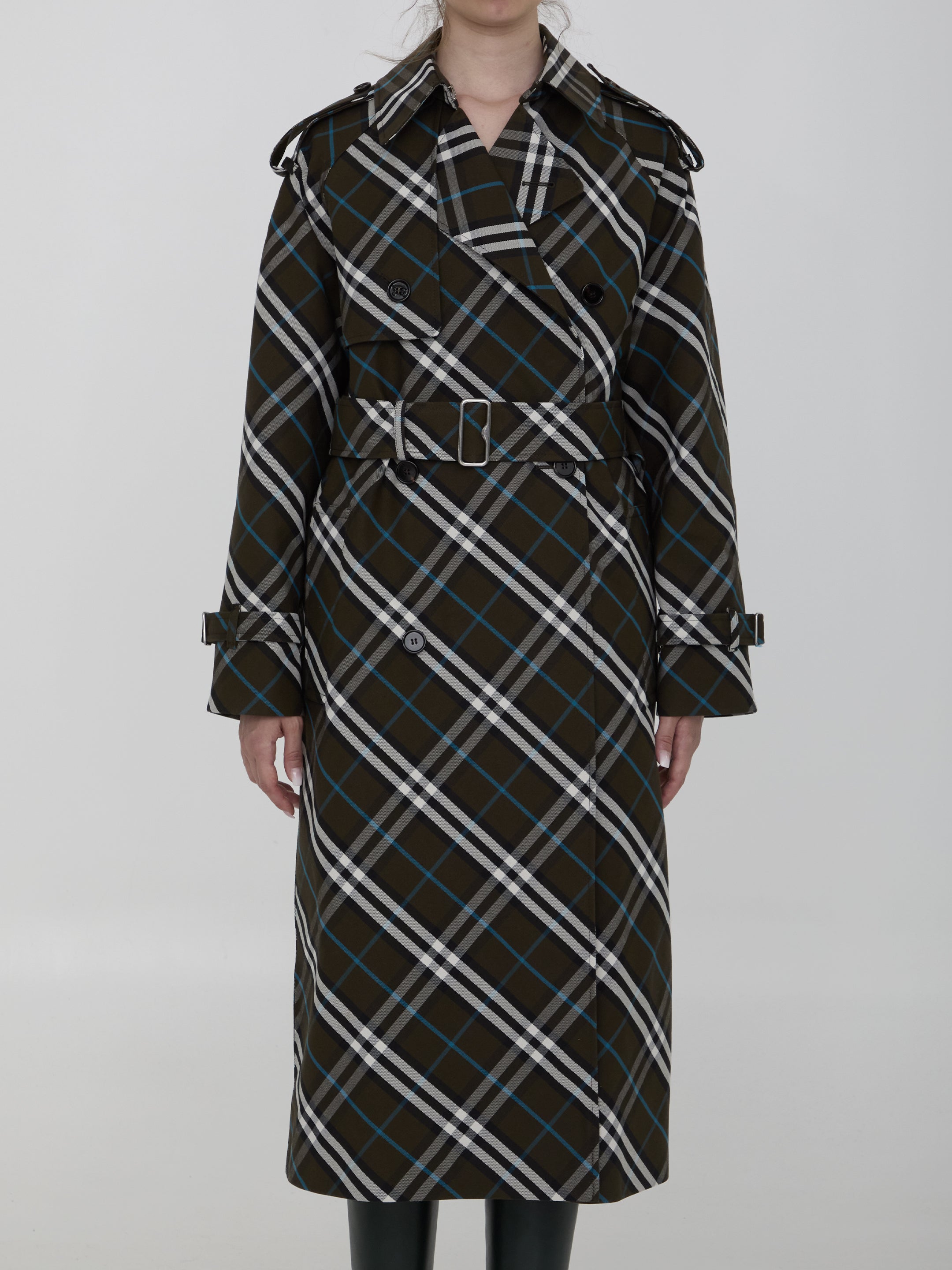 long trench coat in cotton blend