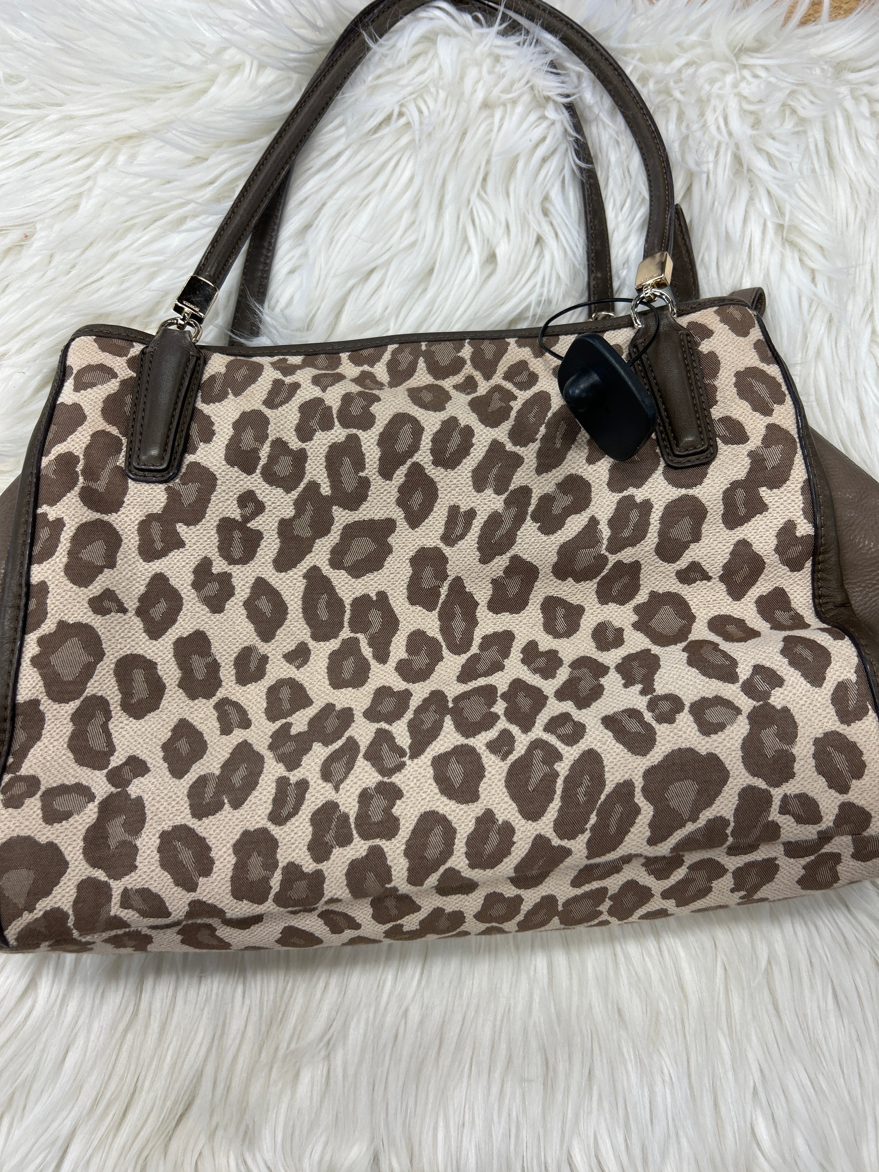 Handbag Designer By Coach In Animal Print, Size:Large
