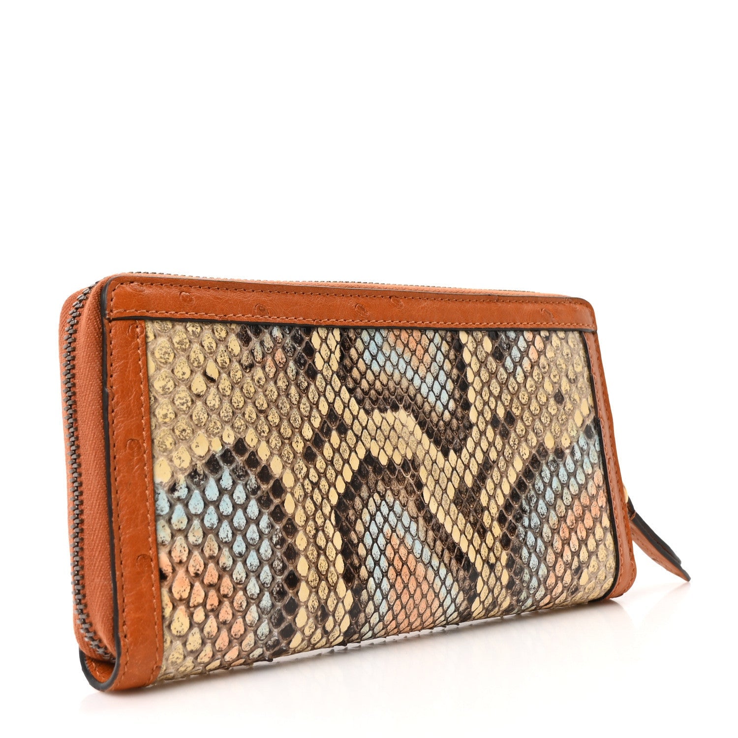 Snakeskin Ostrich Diana Continental Wallet Butter Ivory Paradise Cloud Natural Gold
