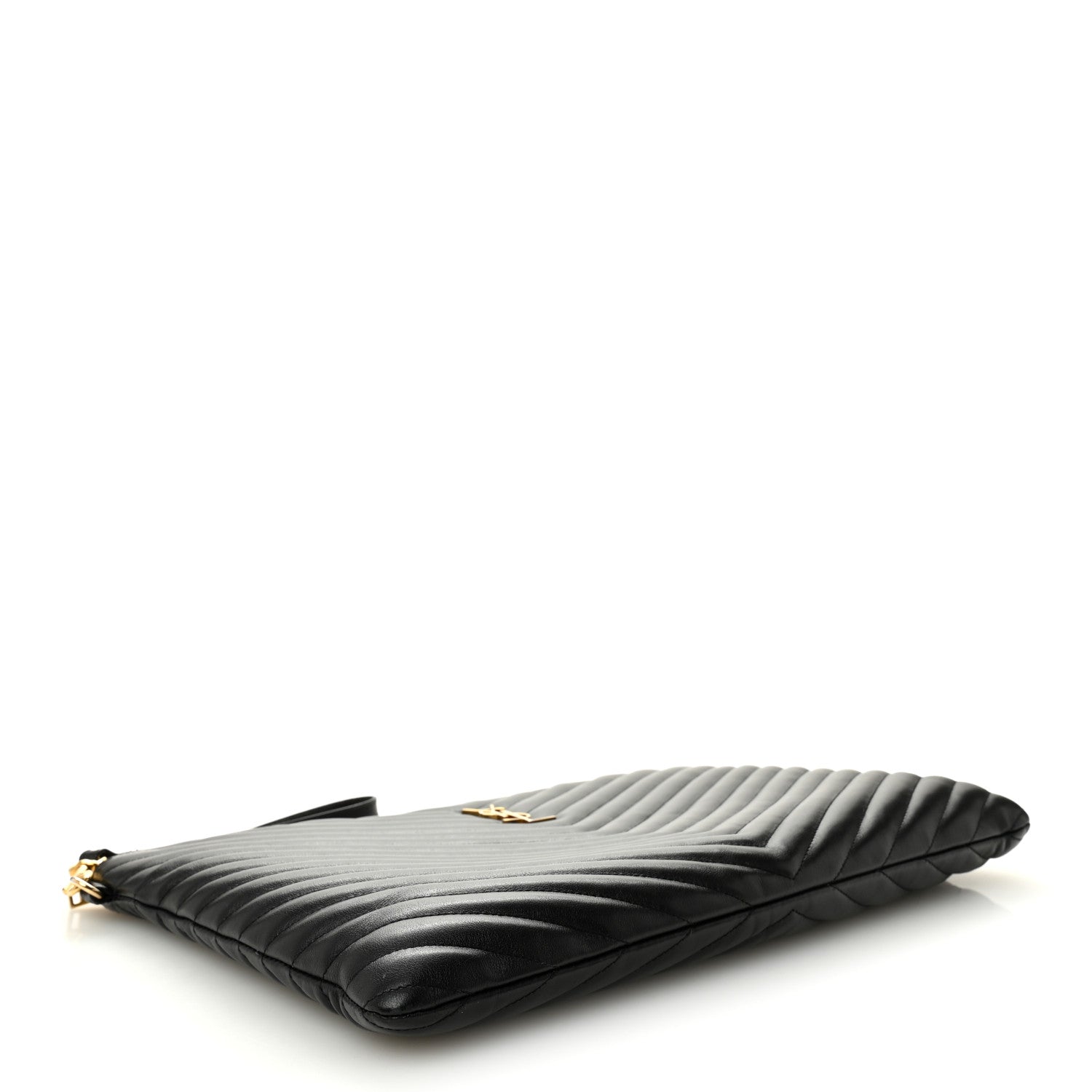 Calfskin Matelasse Chevron Monogram Document Holder Black