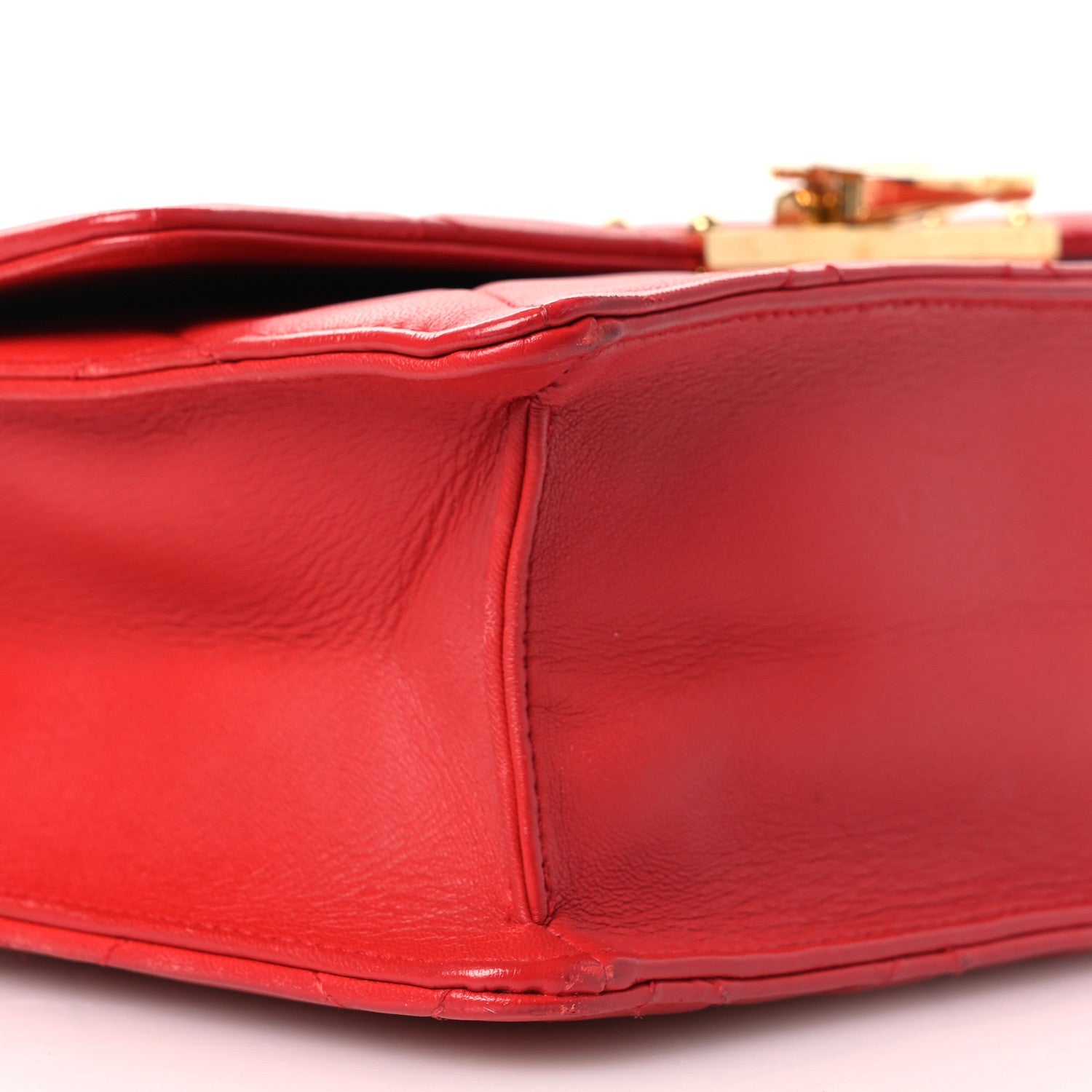Lambskin Quilted Large Golden Class Flap Red