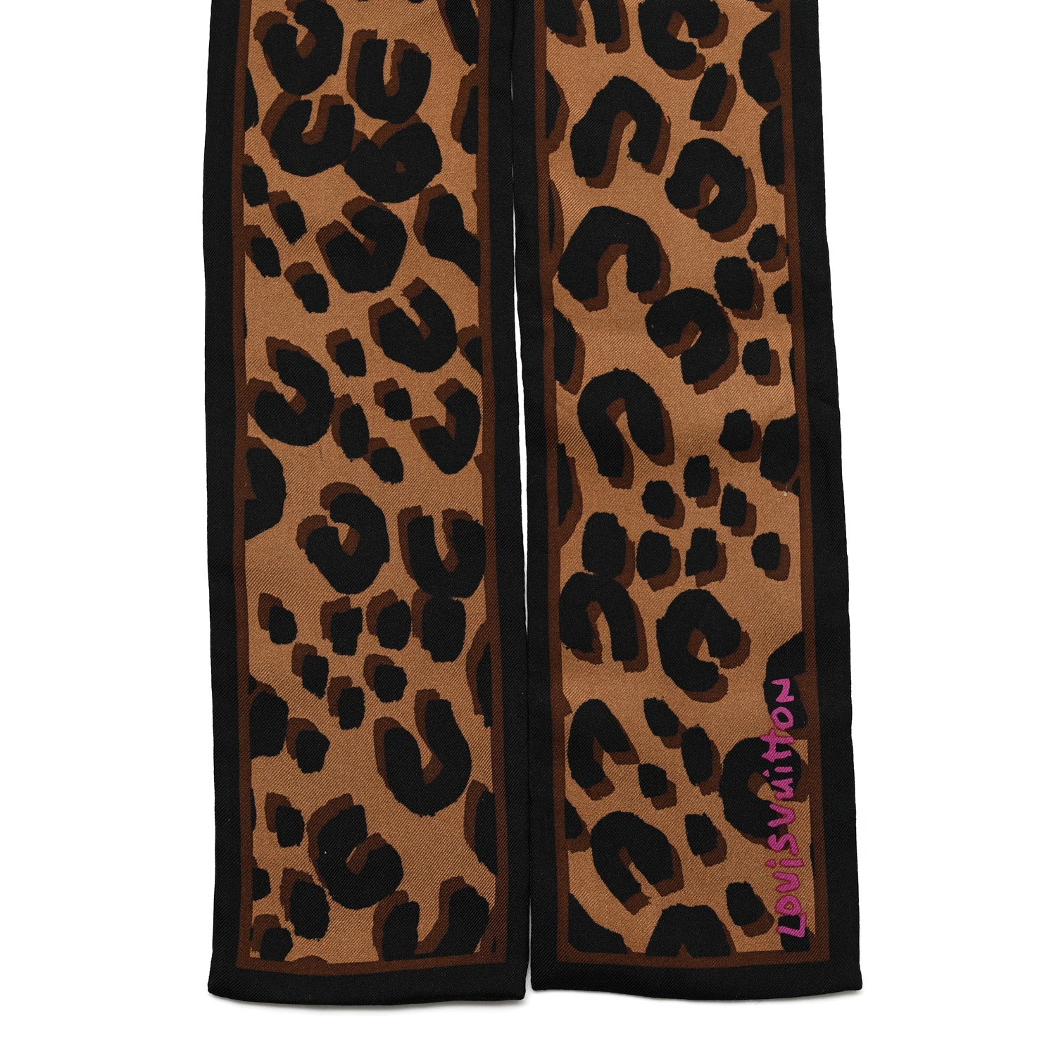 Silk Leopard Bandeau Scarf Marron