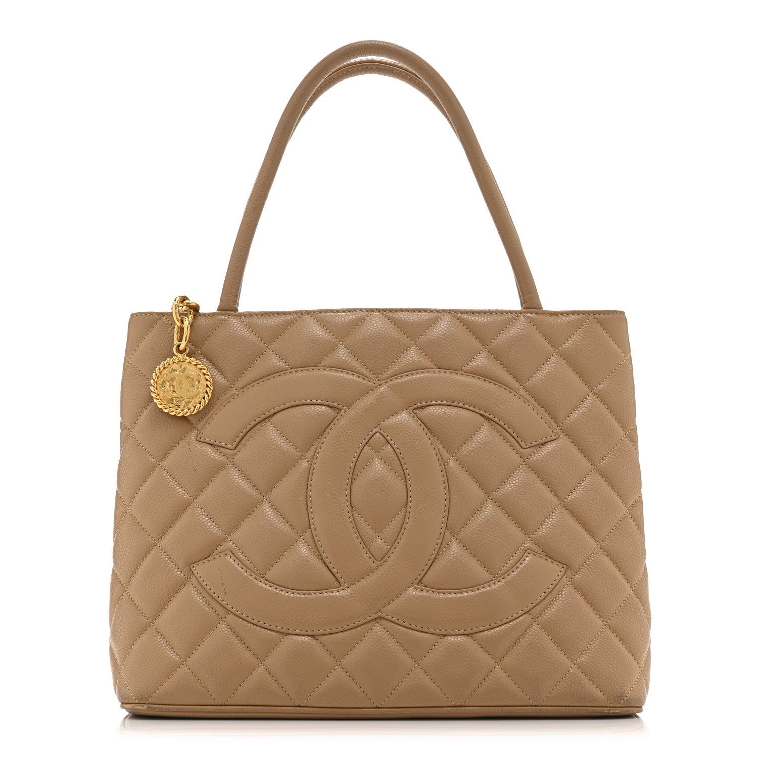 Caviar Quilted Medallion Tote Beige