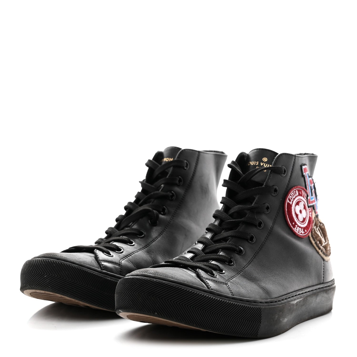 Calfskin LV League Tattoo Sneaker Boots 8.5 Black