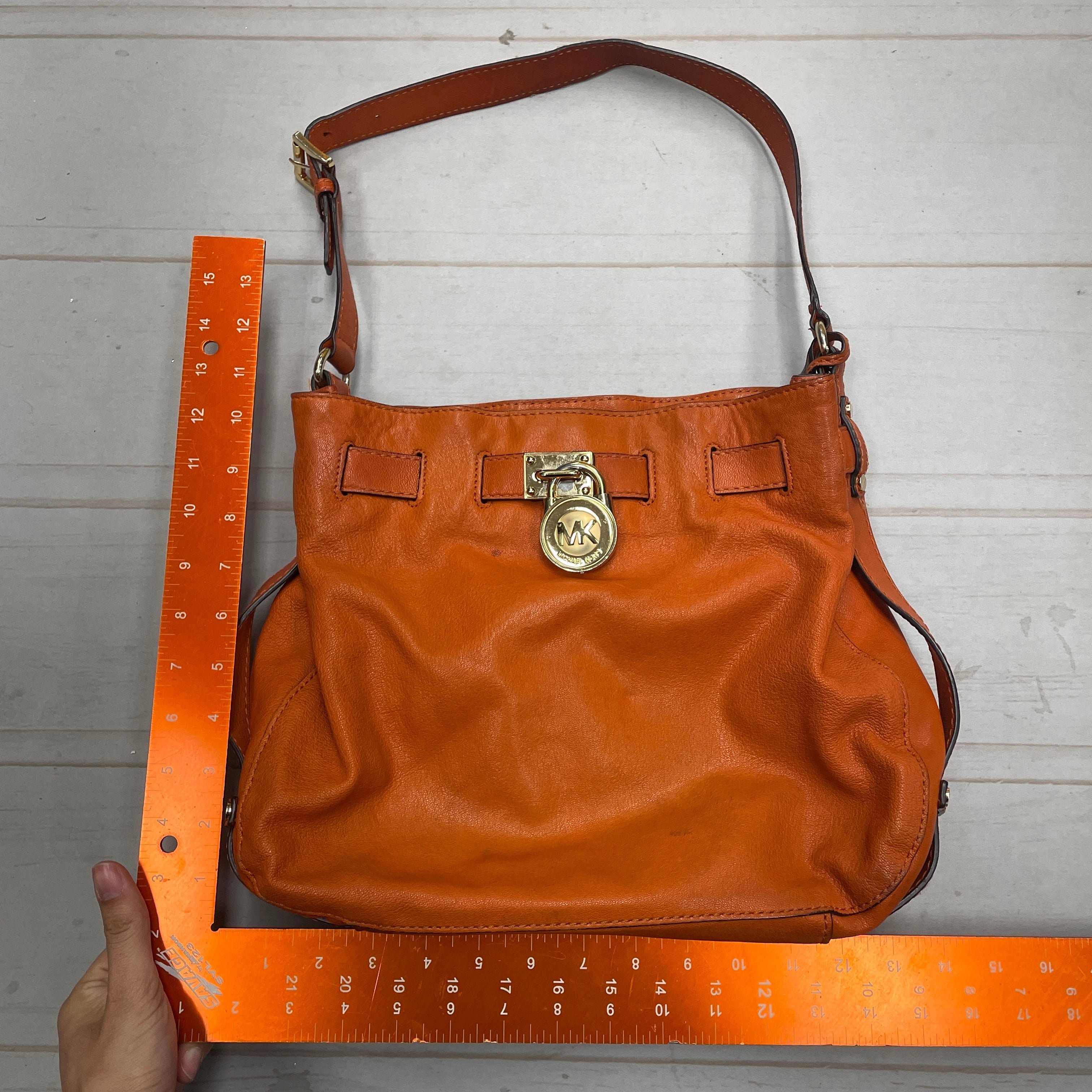 Handbag Leather By Michael By Michael Kors, Size: Large