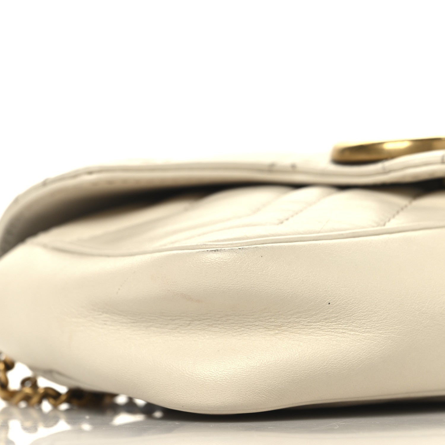 Calfskin Matelasse Super Mini GG Marmont Shoulder Bag White