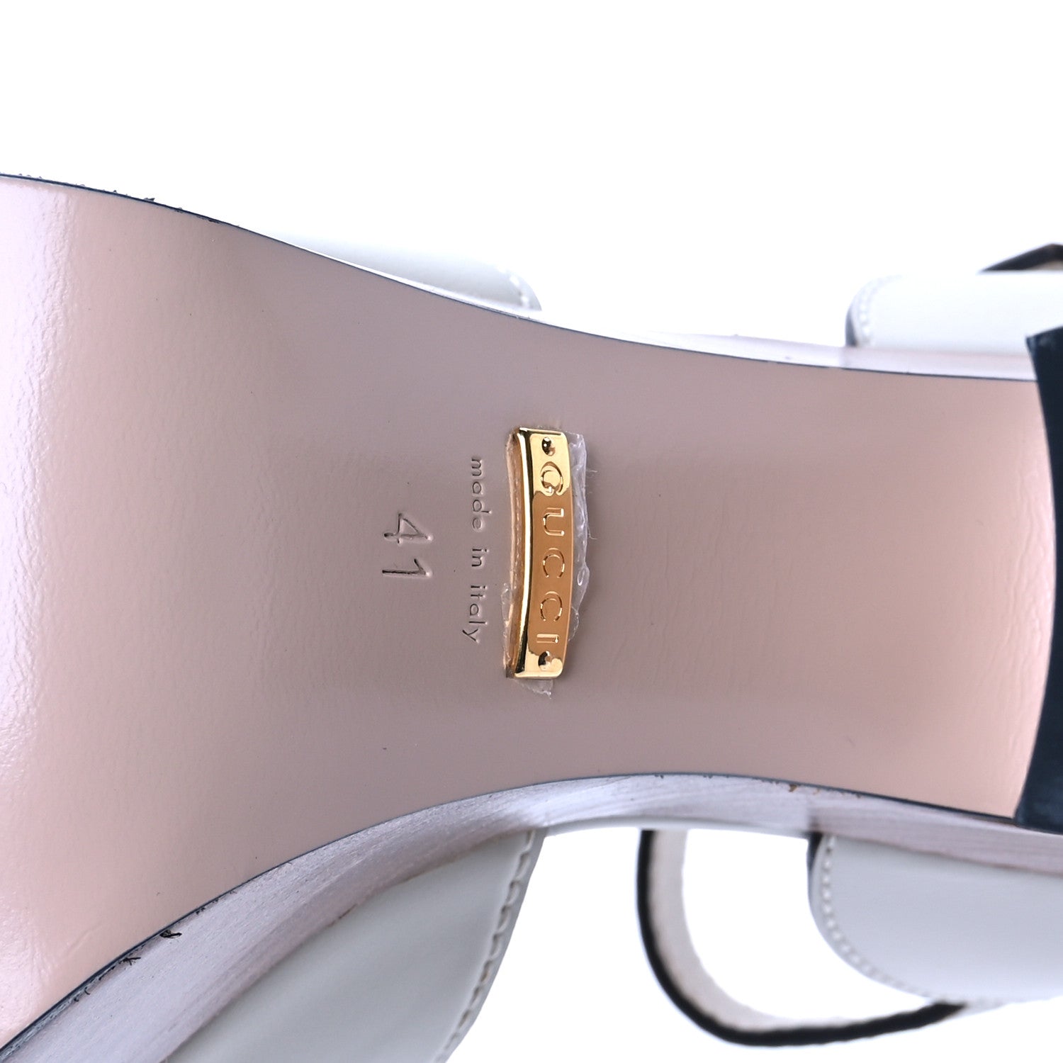 Cosmos Softy Calfskin Wooden Interlocking G Cut-Out 30/120mm Platform Sandals 41 Mystic White