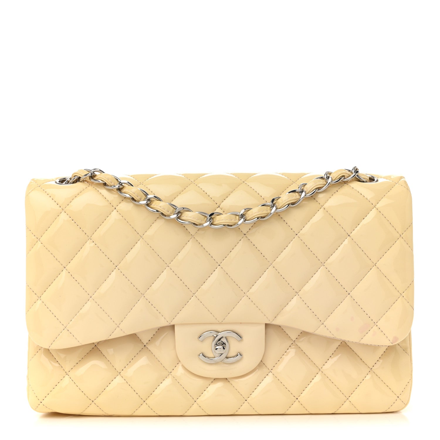 Patent Quilted Jumbo Double Flap Light Pink
