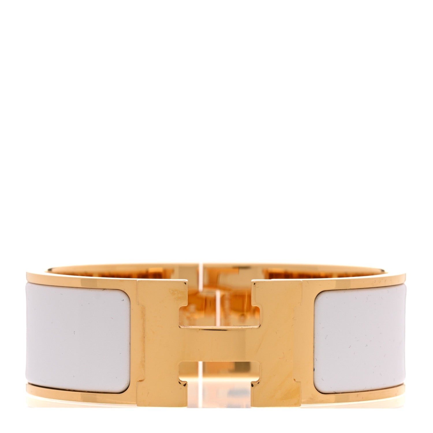 Enamel Wide Clic Clac H Bracelet PM White