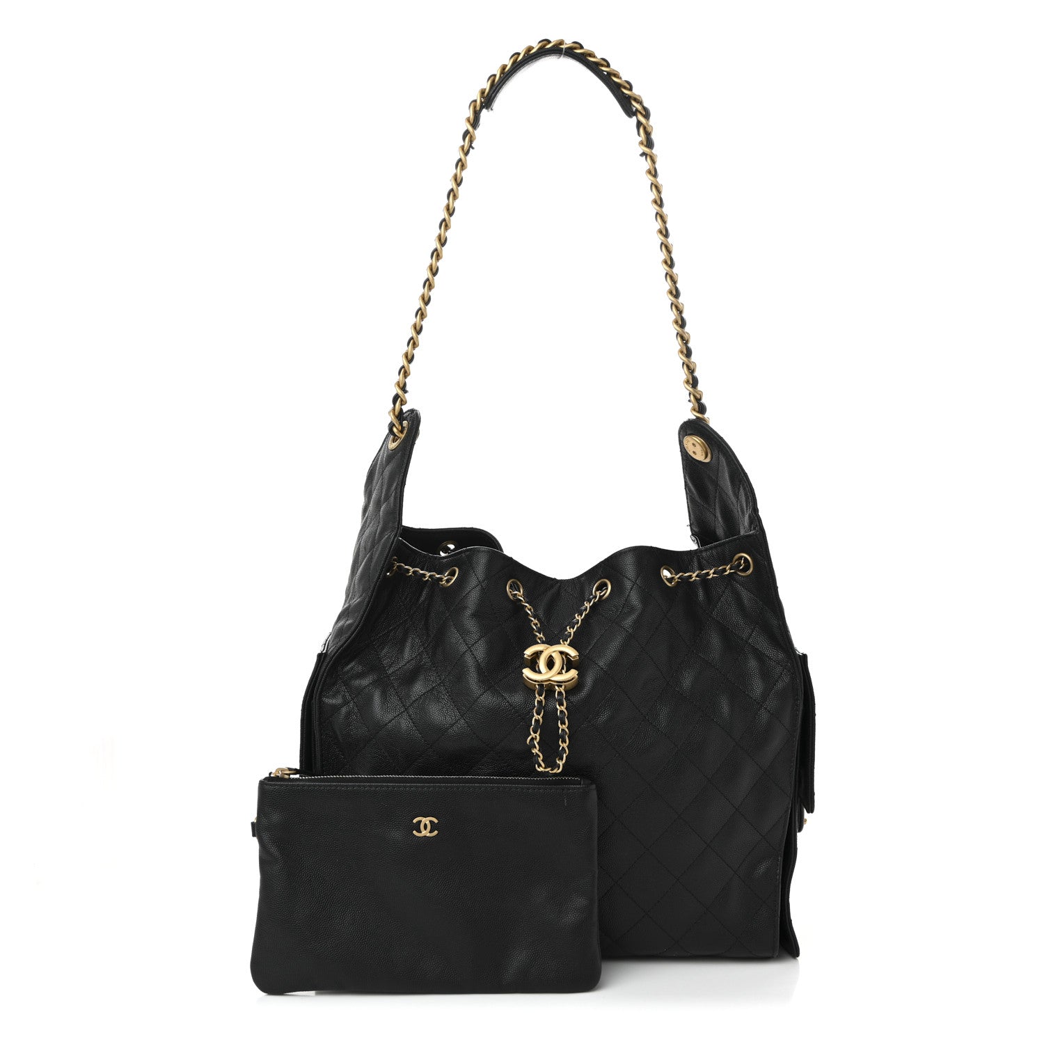 Caviar Quilted Medium Chanel 25 Handbag Black