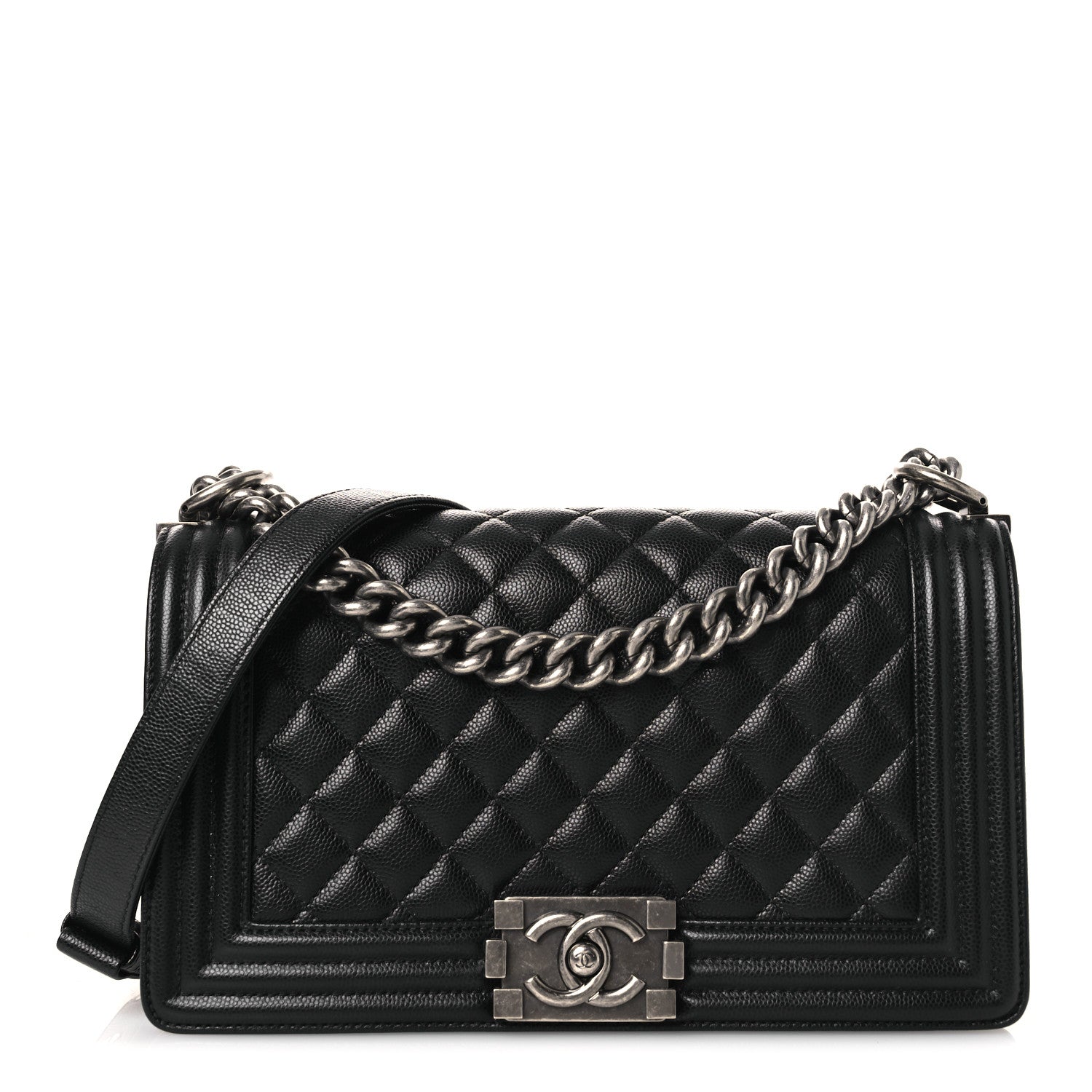 Caviar Quilted Medium Boy Flap Black