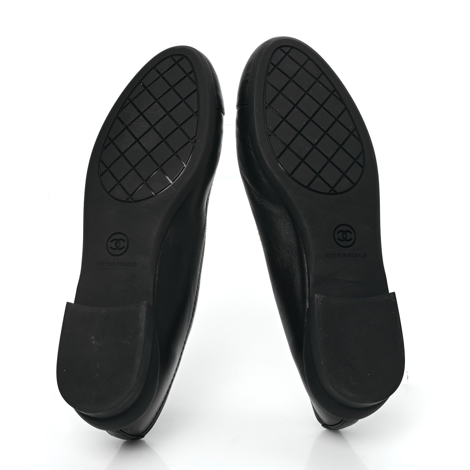 Lambskin Cap Toe CC Uniform Ballerina Flats 36.5 Black