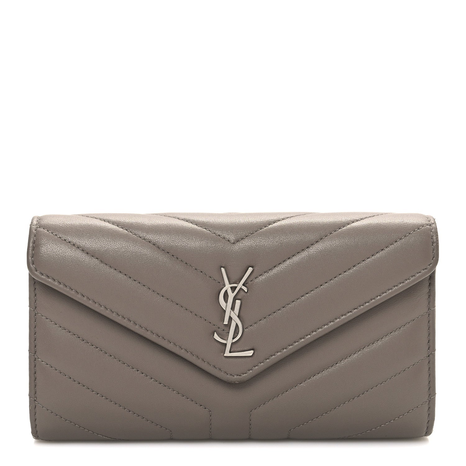 Lambskin Y Quilted Monogram Large Loulou Flap Wallet Mink