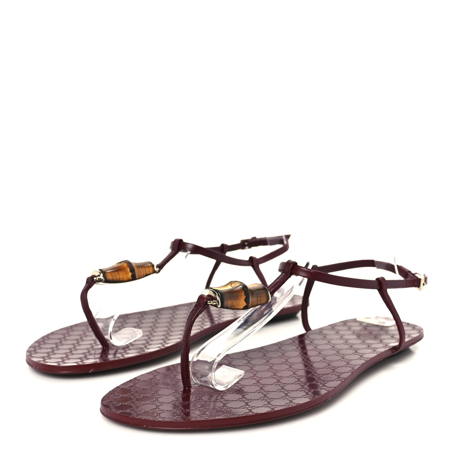 Calfskin Guccissima Bamboo Womens Susanna Sandals 39 Rosso Ancora