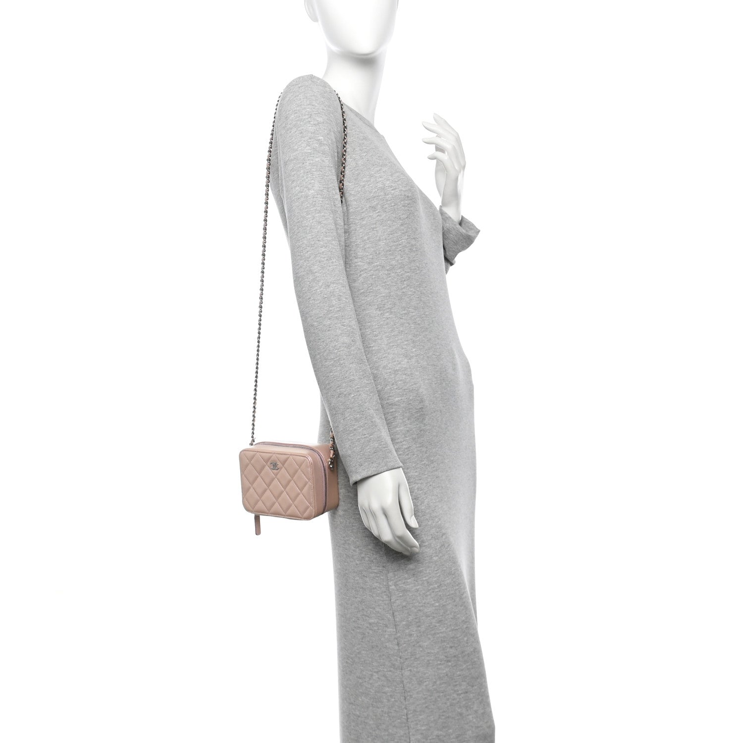 Iridescent Calfskin Quilted Camera Bag Pink