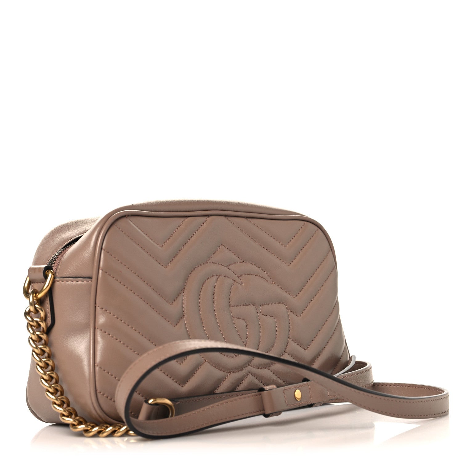 Calfskin Matelasse Small GG Marmont Chain Shoulder Bag Porcelain Rose
