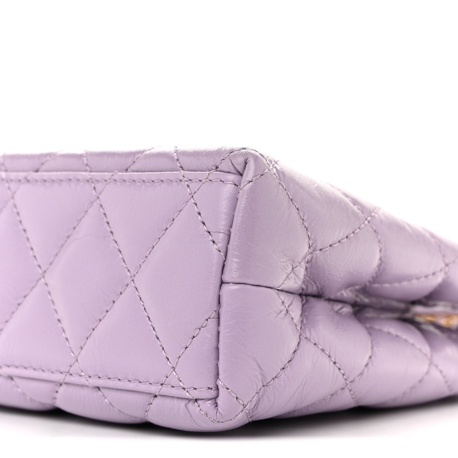 Shiny Aged Calfskin Quilted Nano Kelly Shopper Lilac