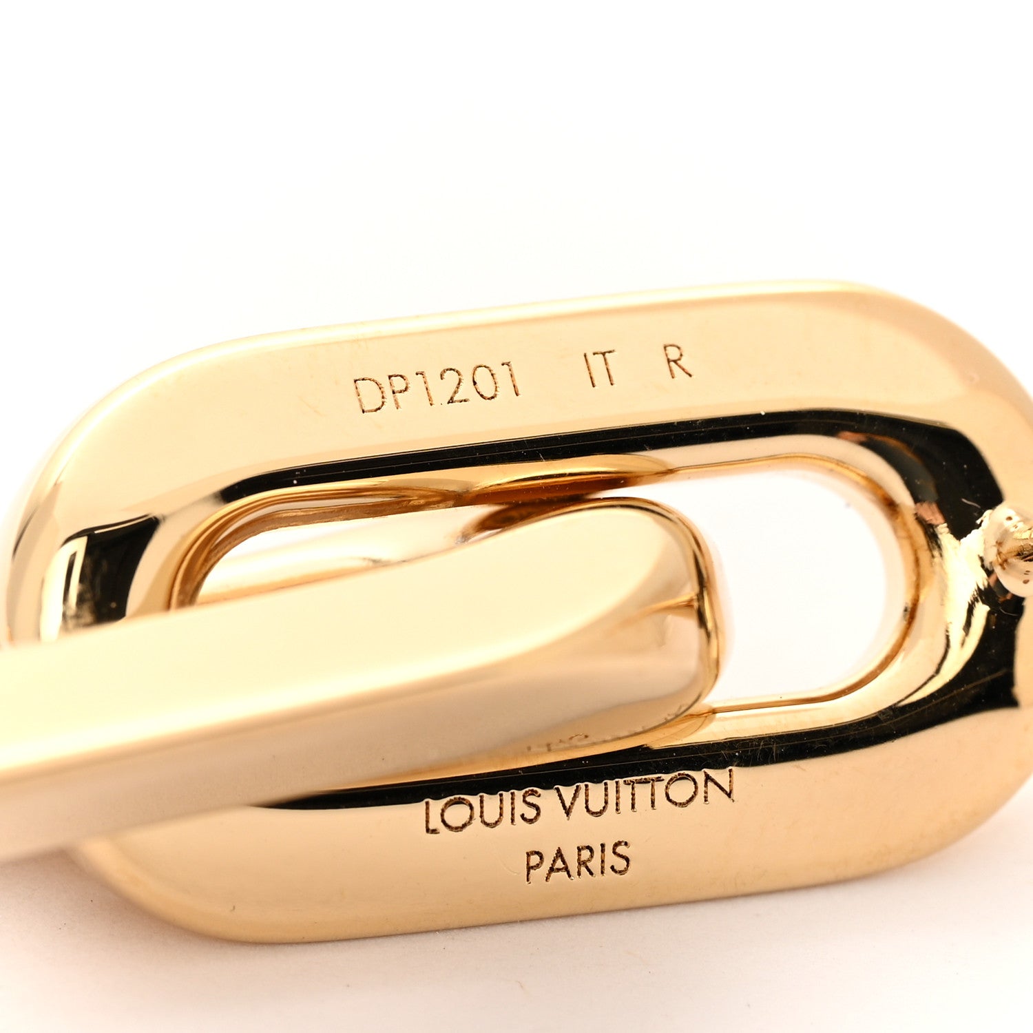 Metal LV Edge Double Hoop Earrings Gold