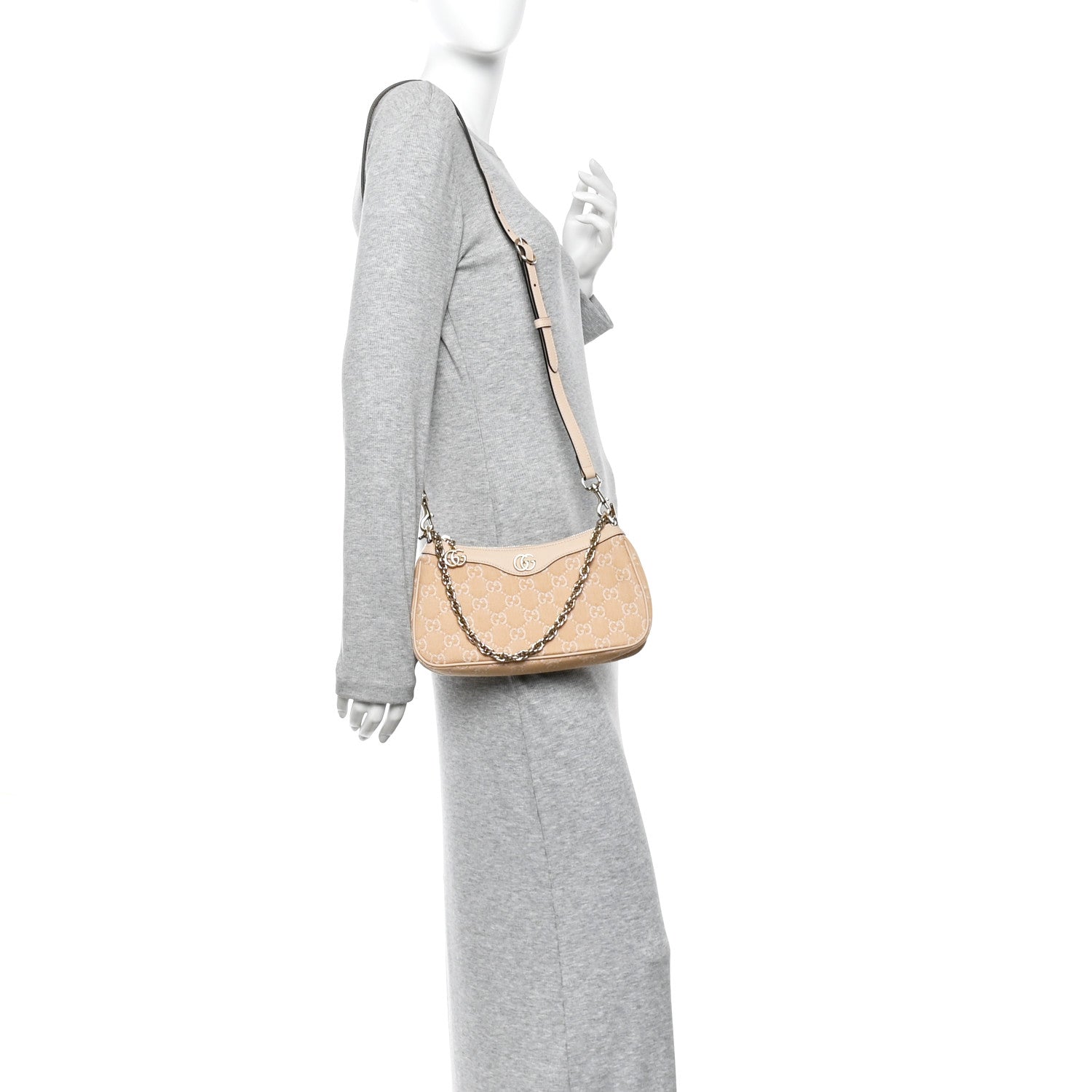 Denim GG Monogram Calfskin Small Shoulder Bag Souffle Rose