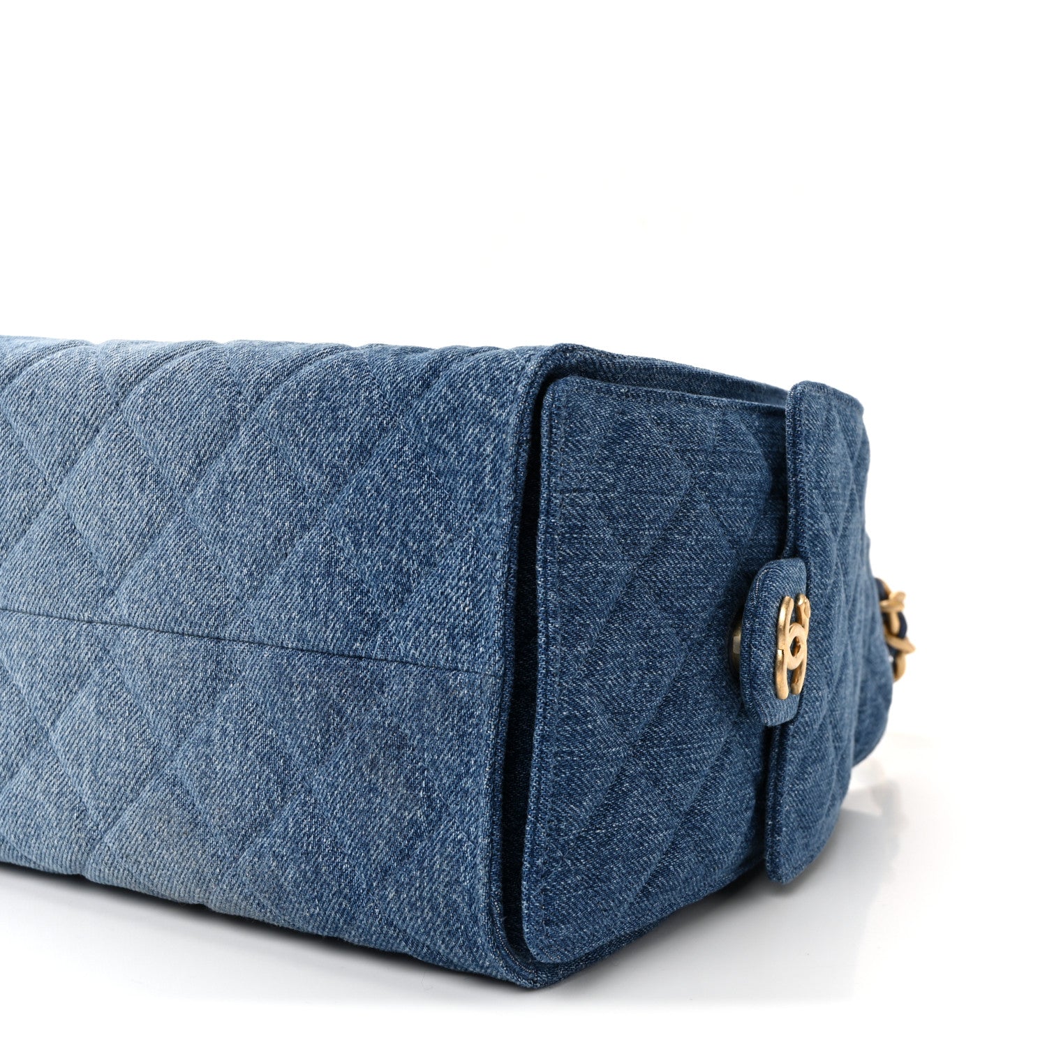 Washed Denim Quilted Small Chanel 25 Handbag Blue