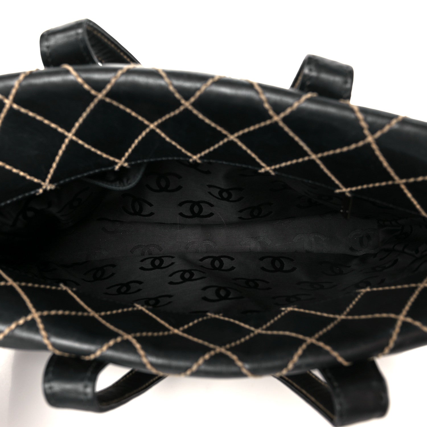 Calfskin Wild Stitch Large Tote Black