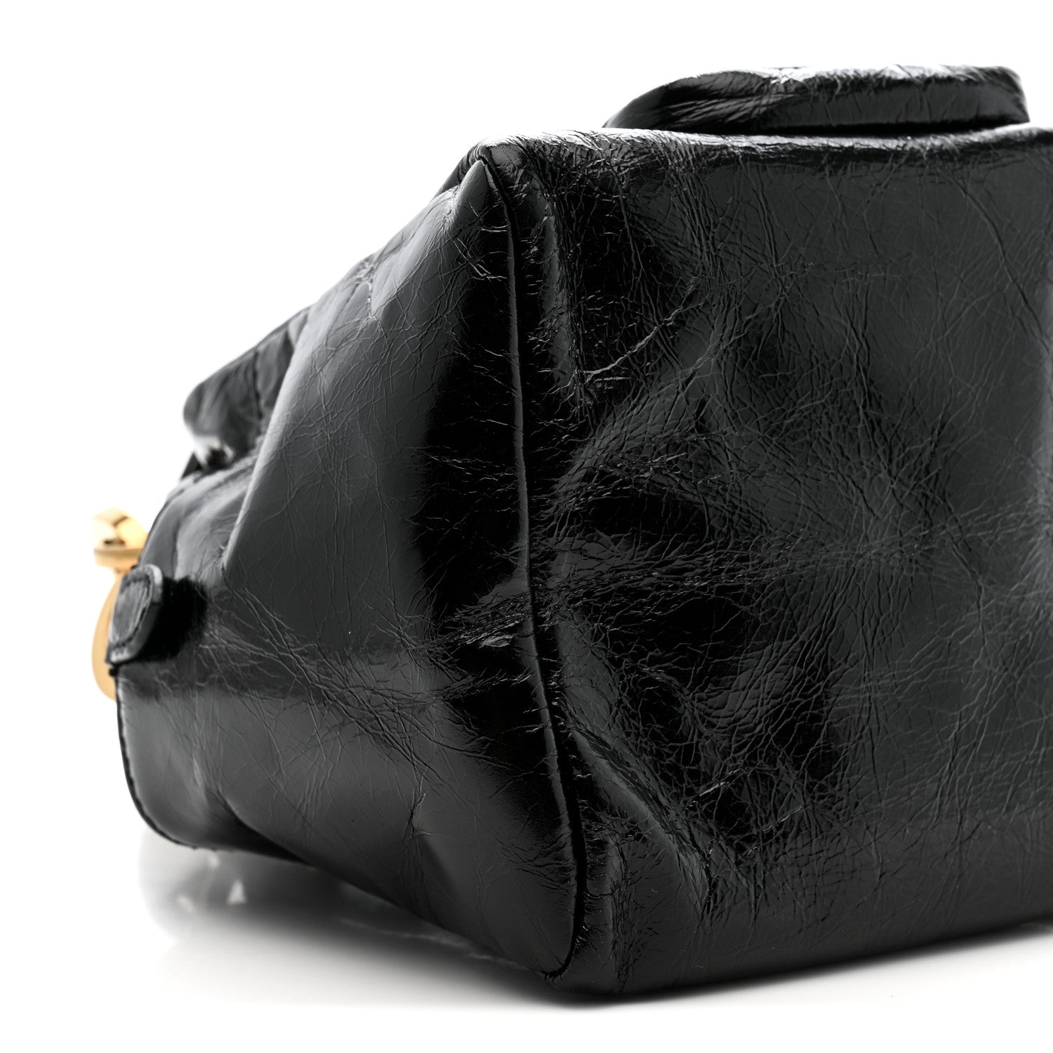 Glossy Calfskin Mini Dangle Shoulder Bag Black