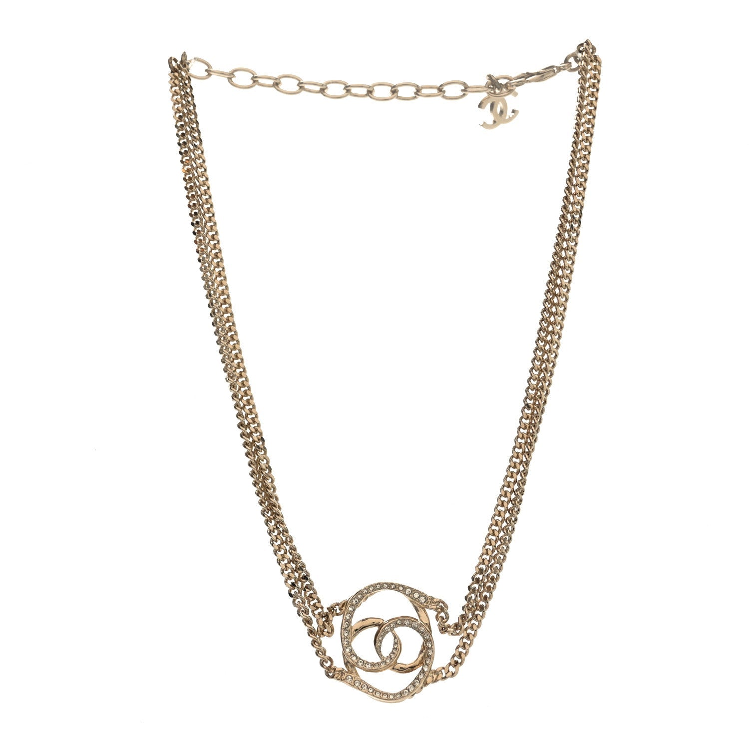Crystal CC Oval Necklace Gold