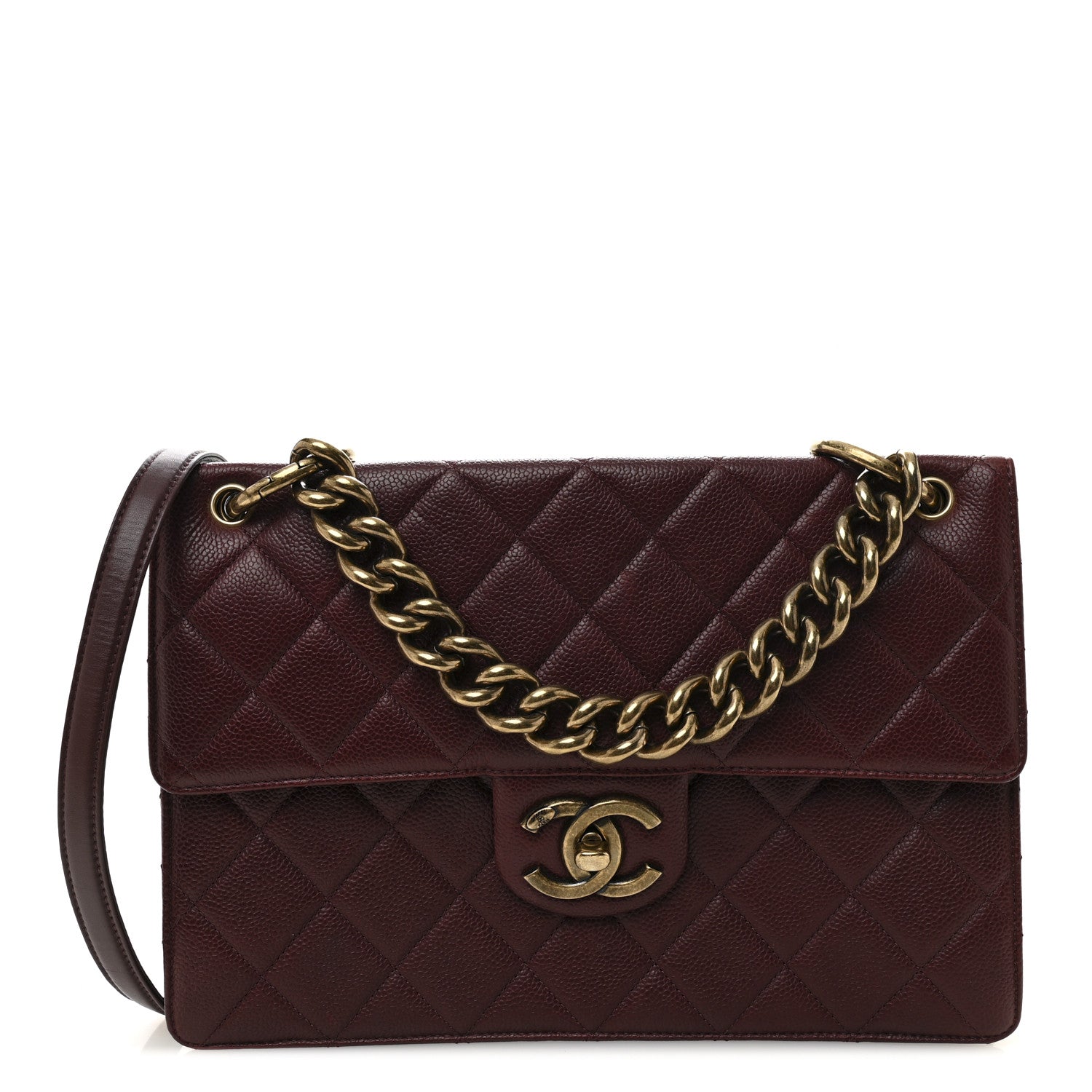 Caviar Quilted Large Retro Class Flap Burgundy