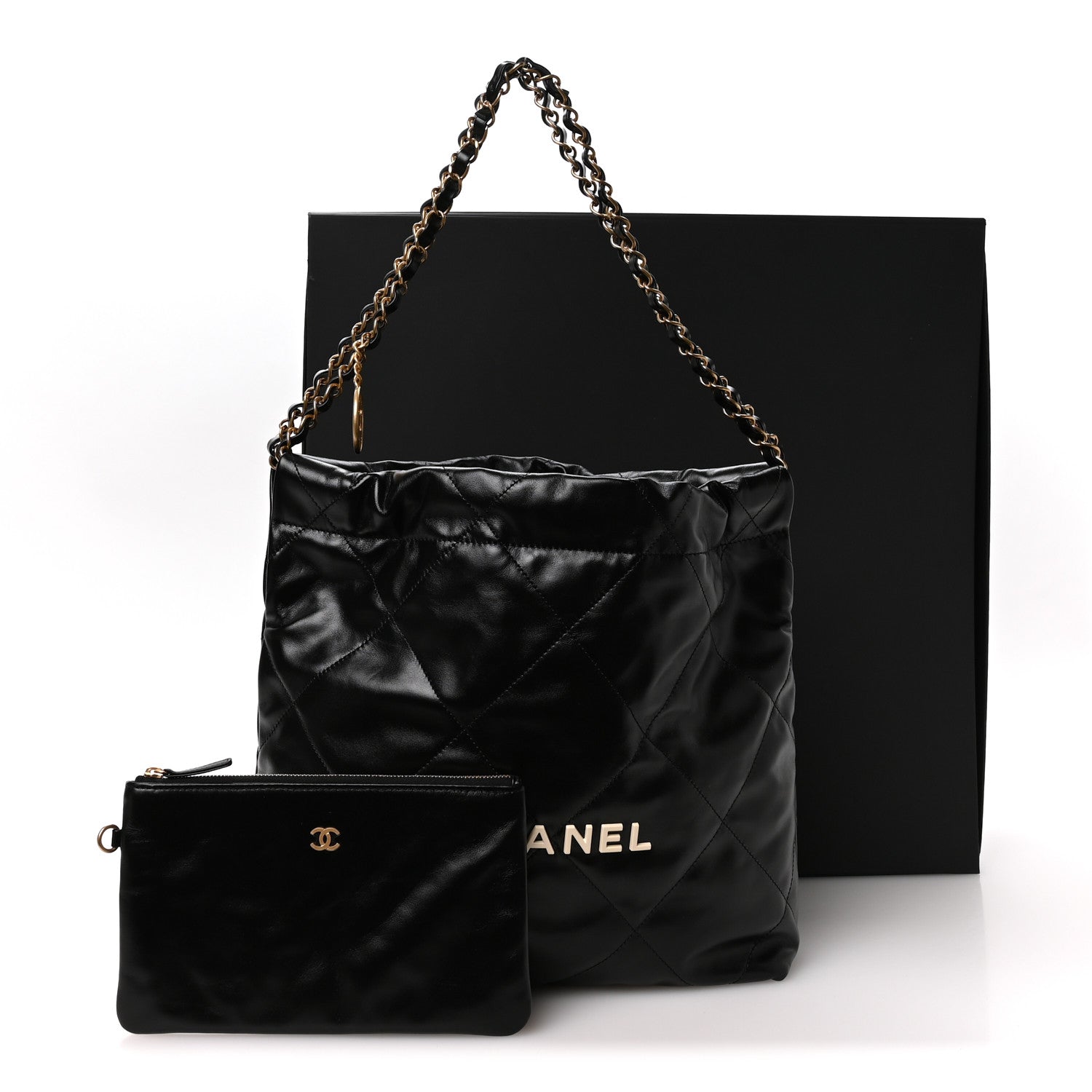 Calfskin Quilted Small Chanel 22 Black
