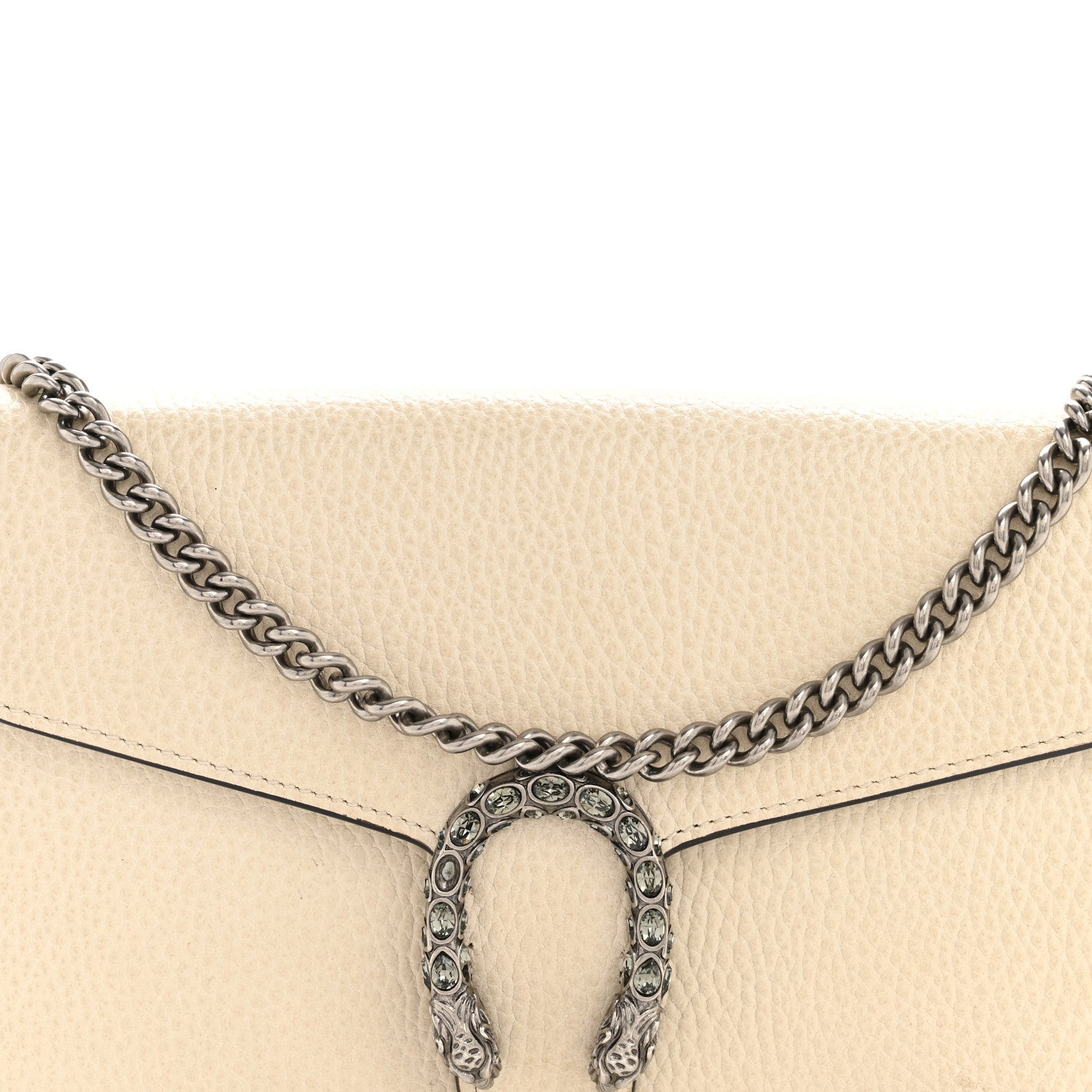 Dollar Calfskin Mini Dionysus Chain Wallet Mystic White