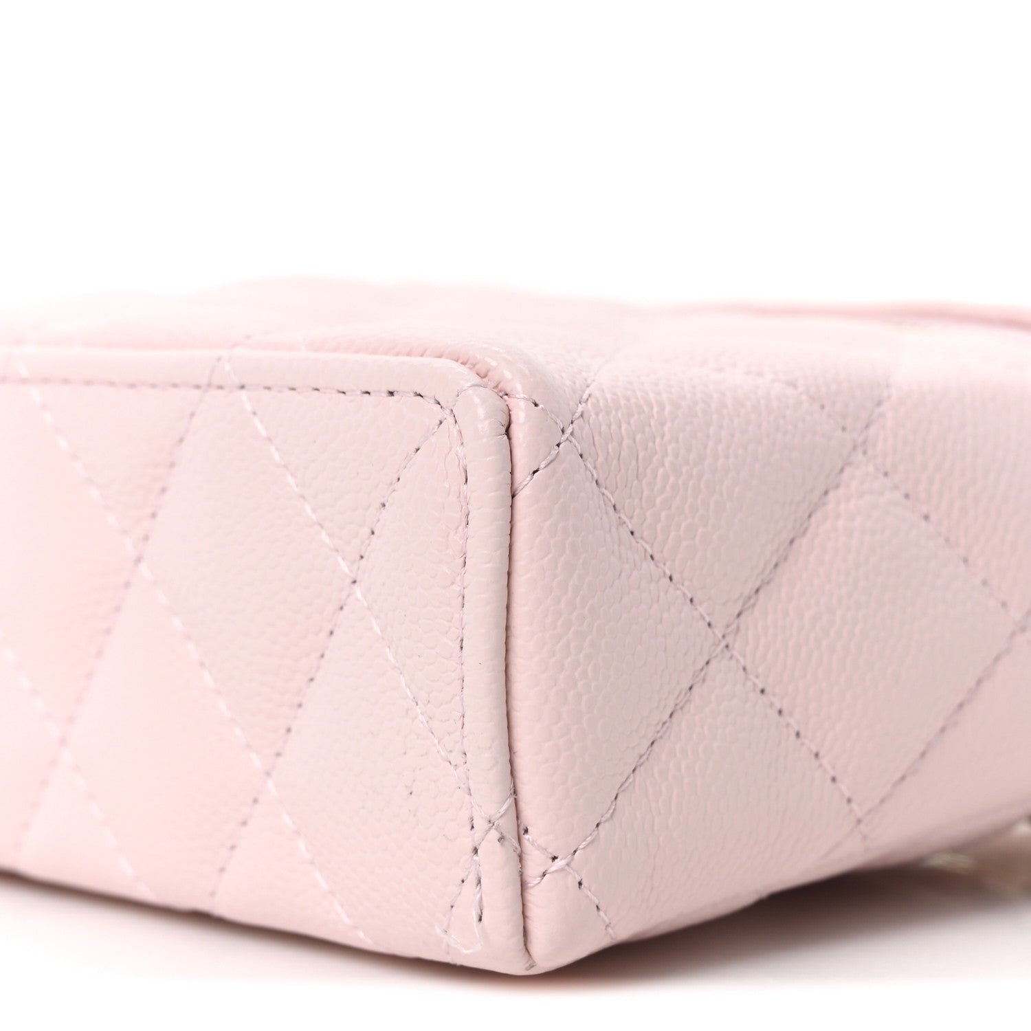 Caviar Quilted Top Handle Slim Vanity With Chain Light Pink