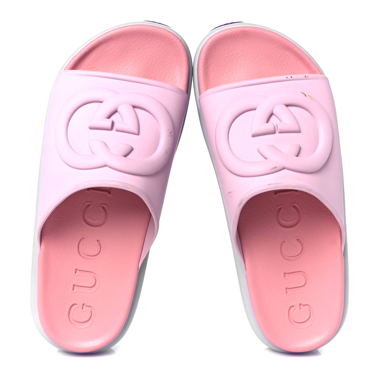 Soft Rubber Womens Interlocking G Platform 42mm Slide Sandals 39 Sugar Pink