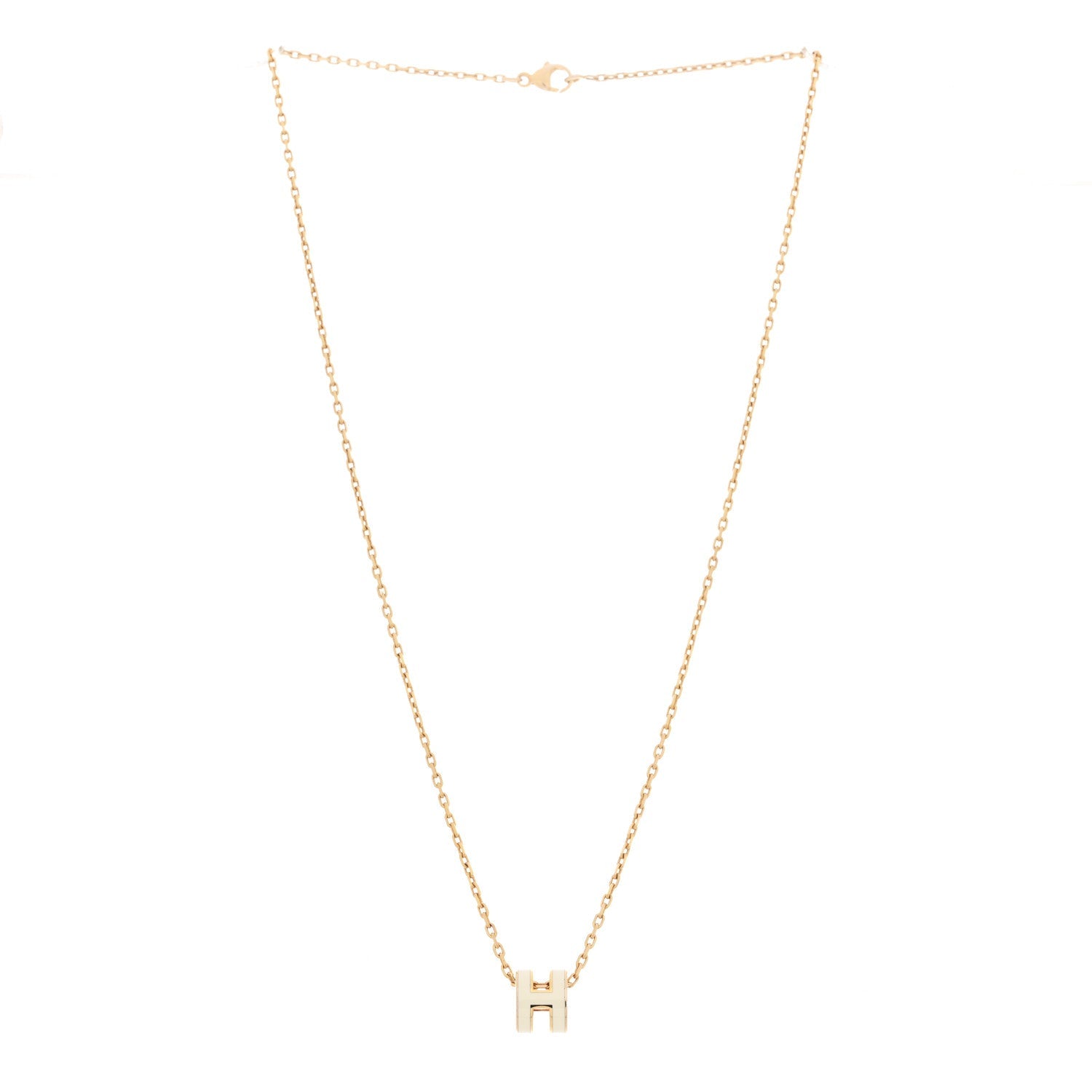 Lacquered Gold Pop H Pendant Necklace White