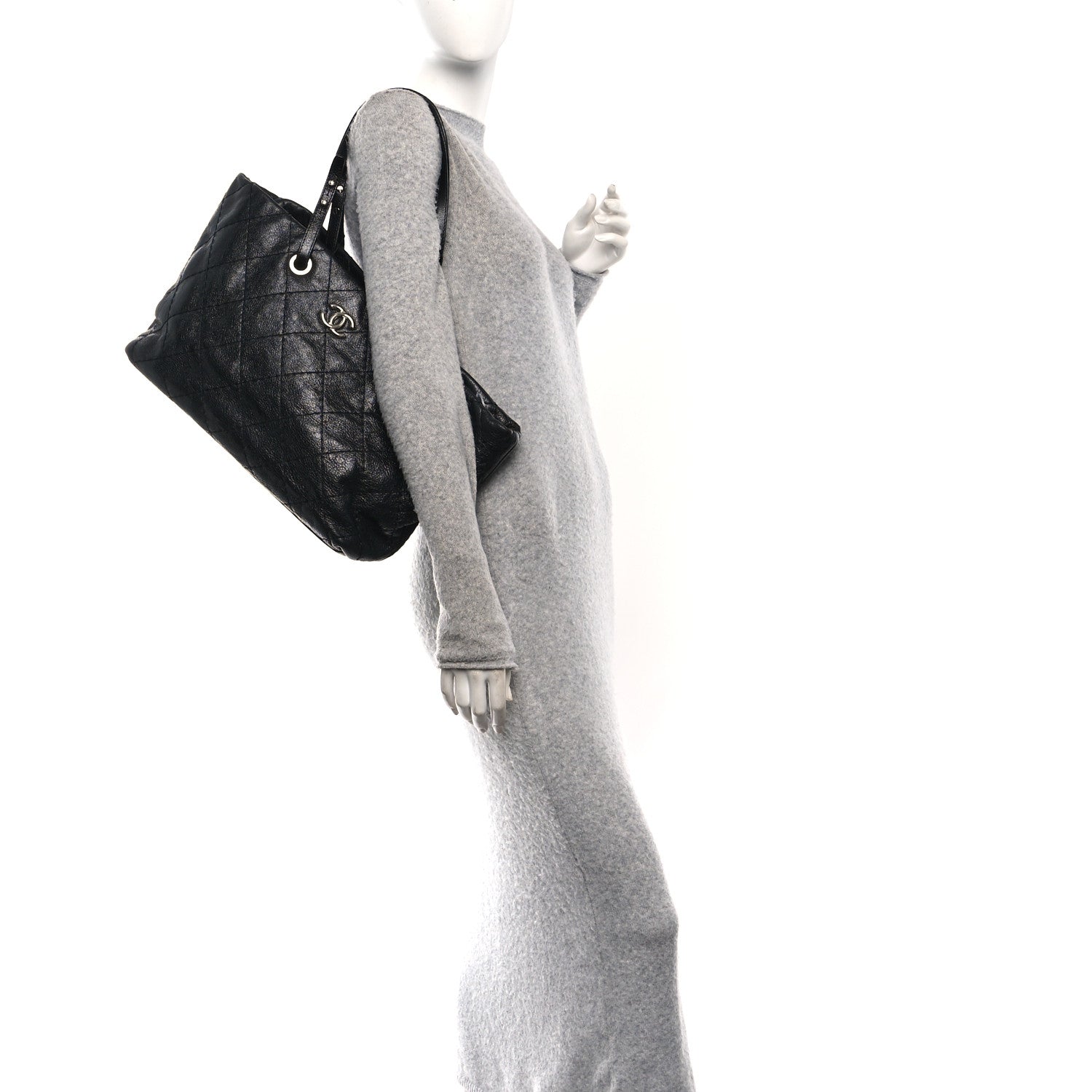 Glazed Calfskin Large On The Road Tote Black