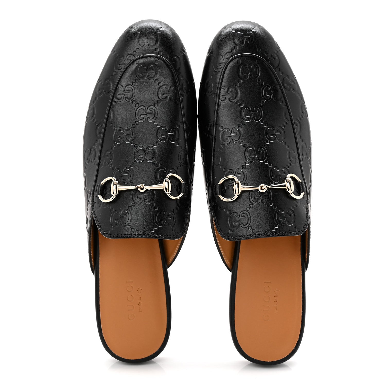 Glamour Calfskin Guccissima Womens Princetown Slippers 38.5 Black
